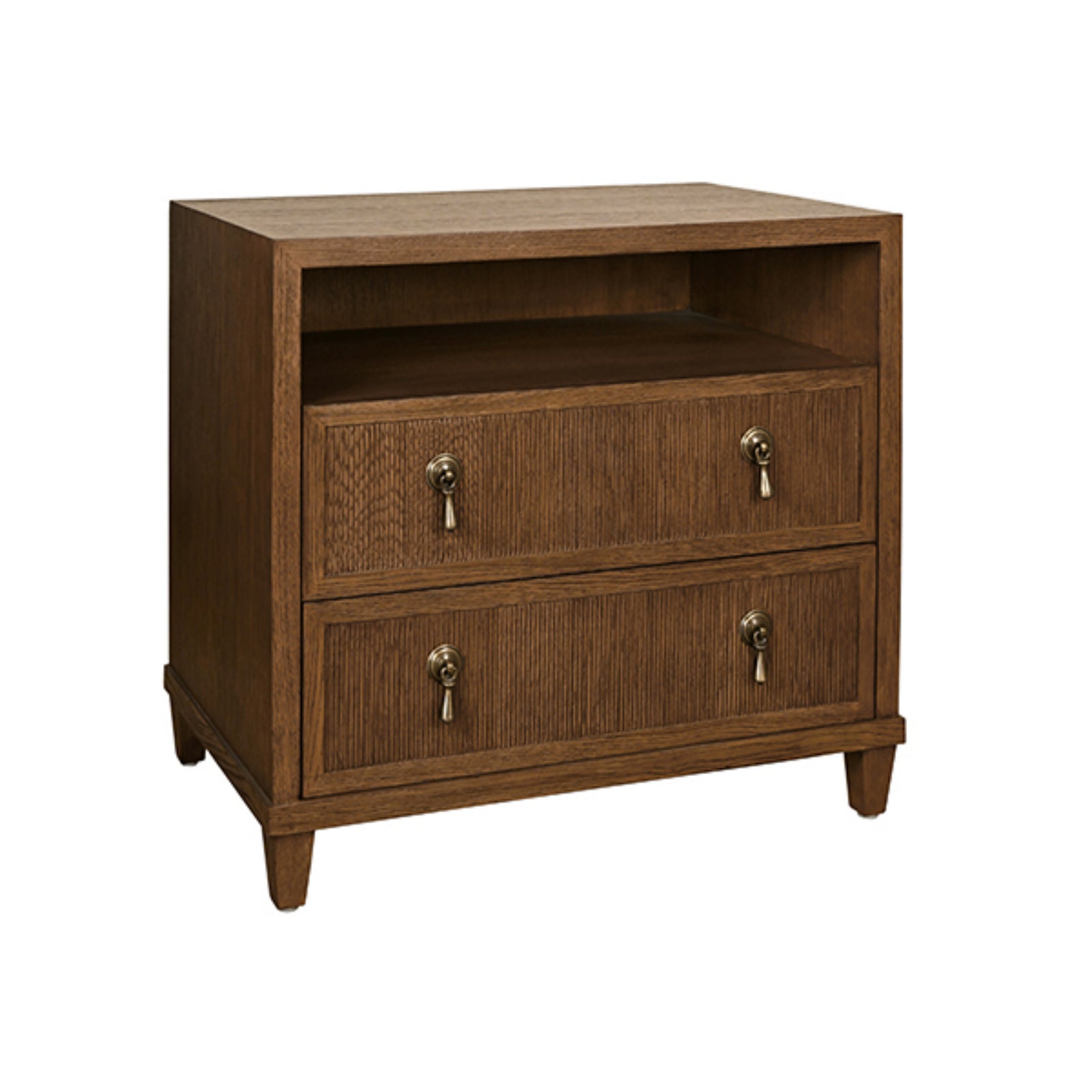 Corine Two Drawer Open Shelf Side Table