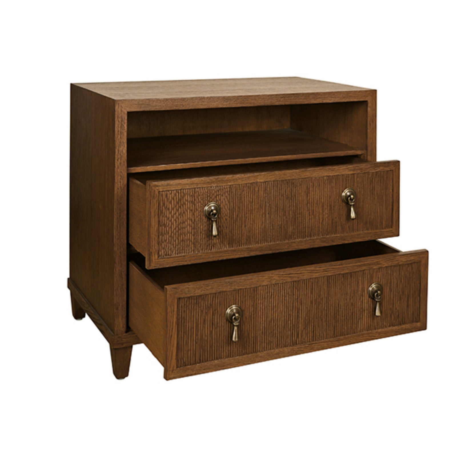 Corine Two Drawer Open Shelf Side Table