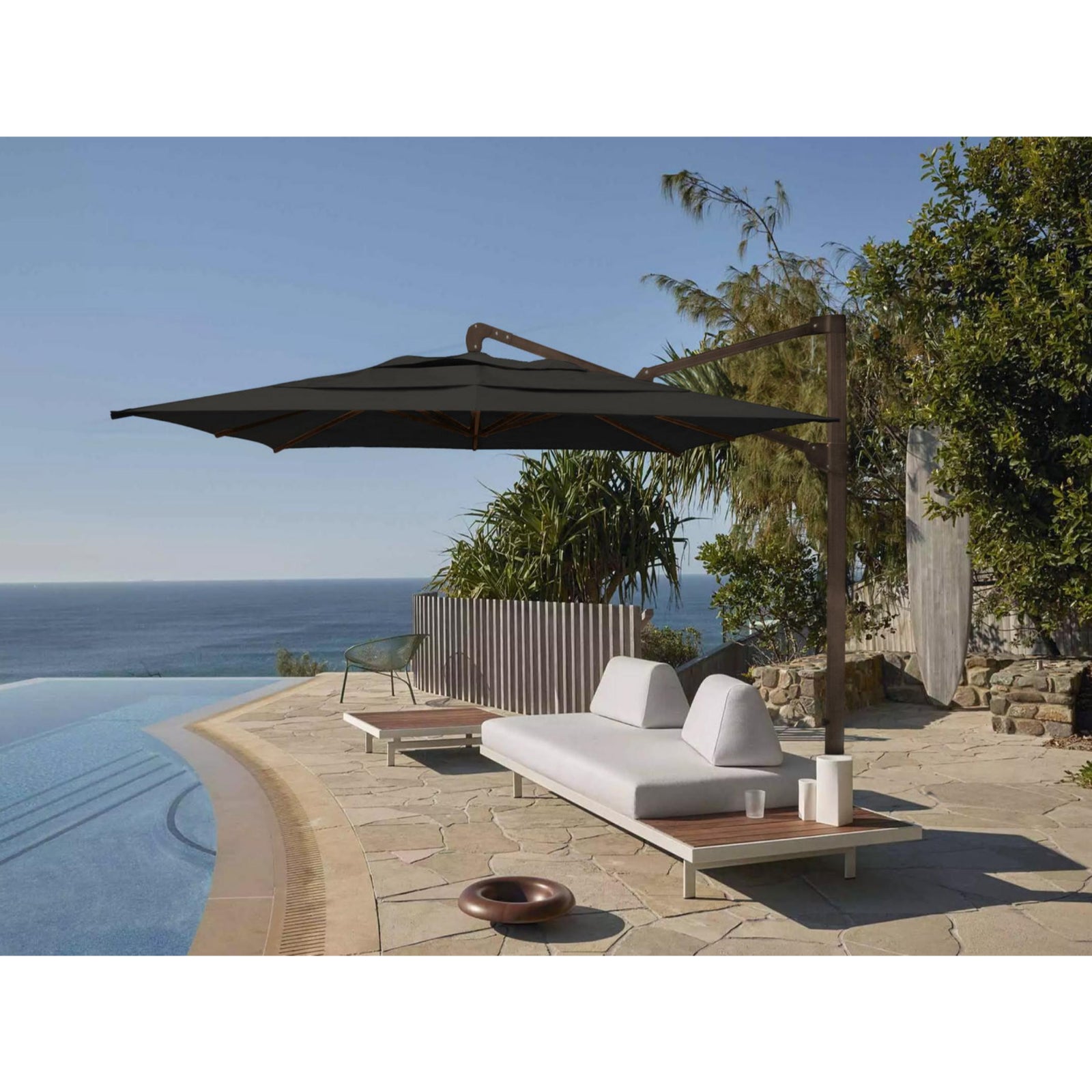 Cantilever 10FT Square Aluminum Umbrella with Granite Base
