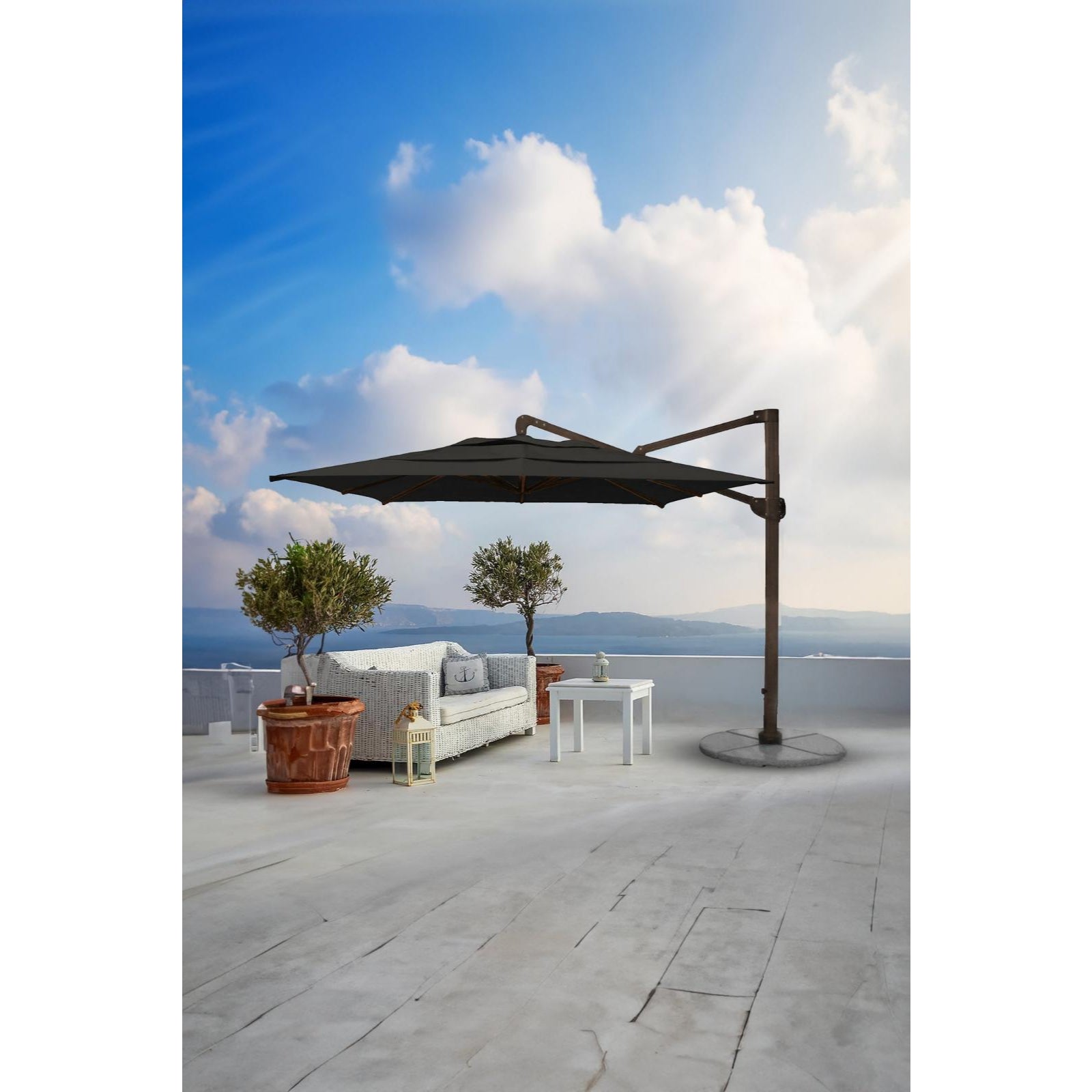 Cantilever 10FT Square Aluminum Umbrella with Granite Base