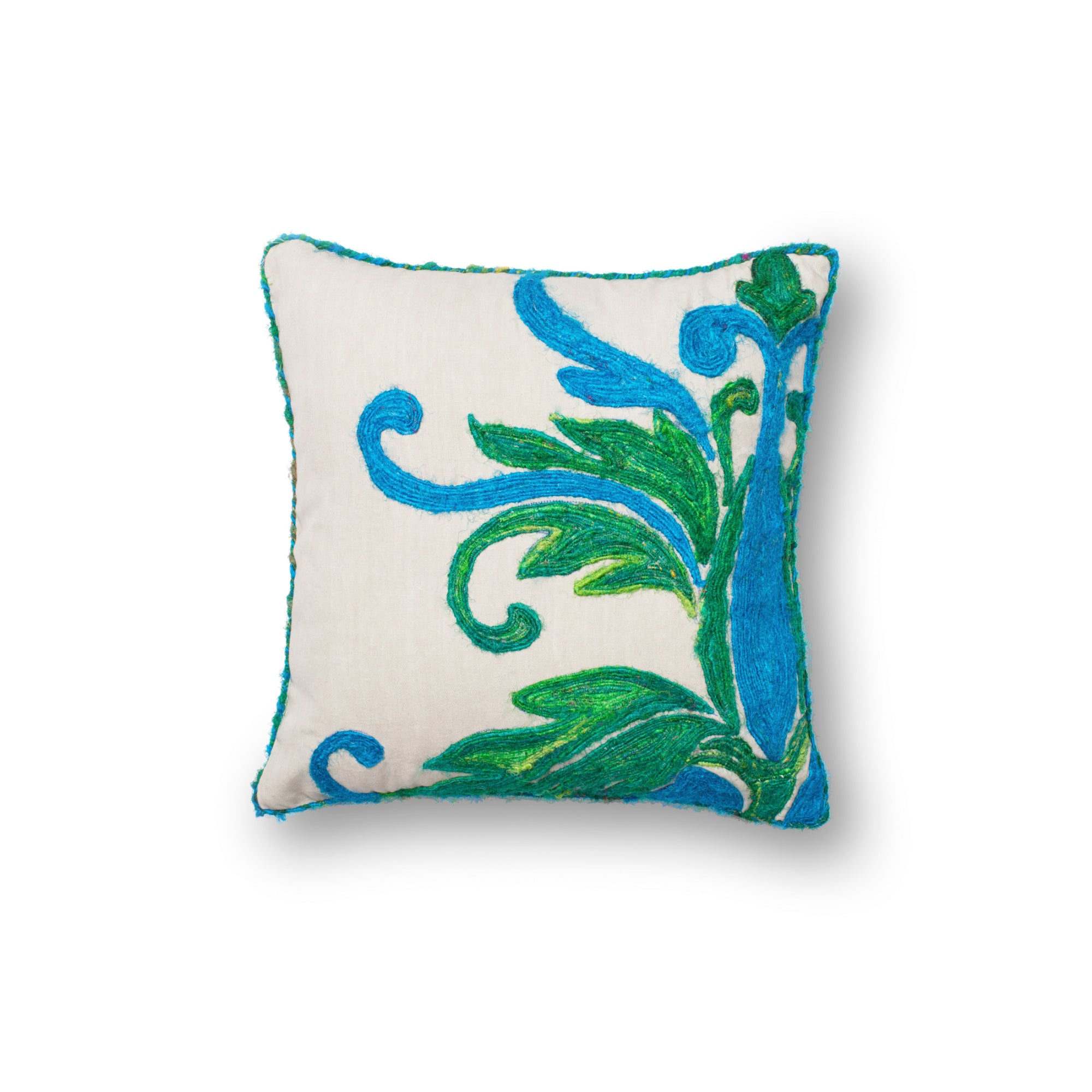 Loloi P0232 Green/Blue 18" x 18" Cover with Down Pillow