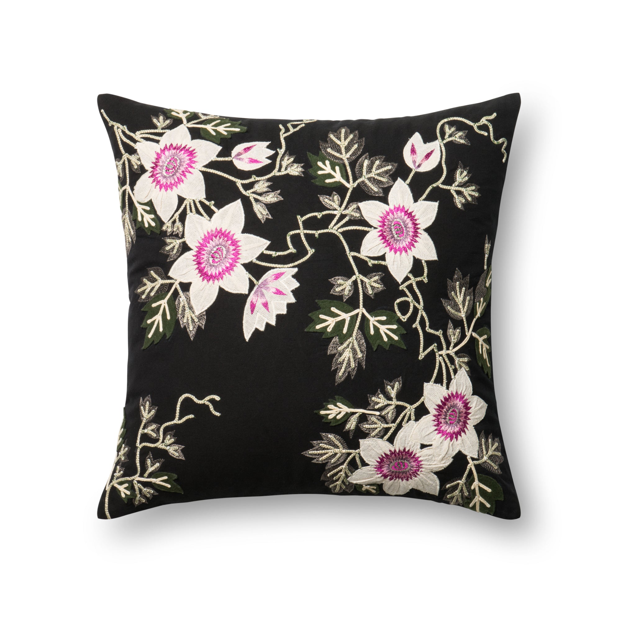 Loloi P0295 Black/Ivory 22" x 22" Cover with Down Pillow