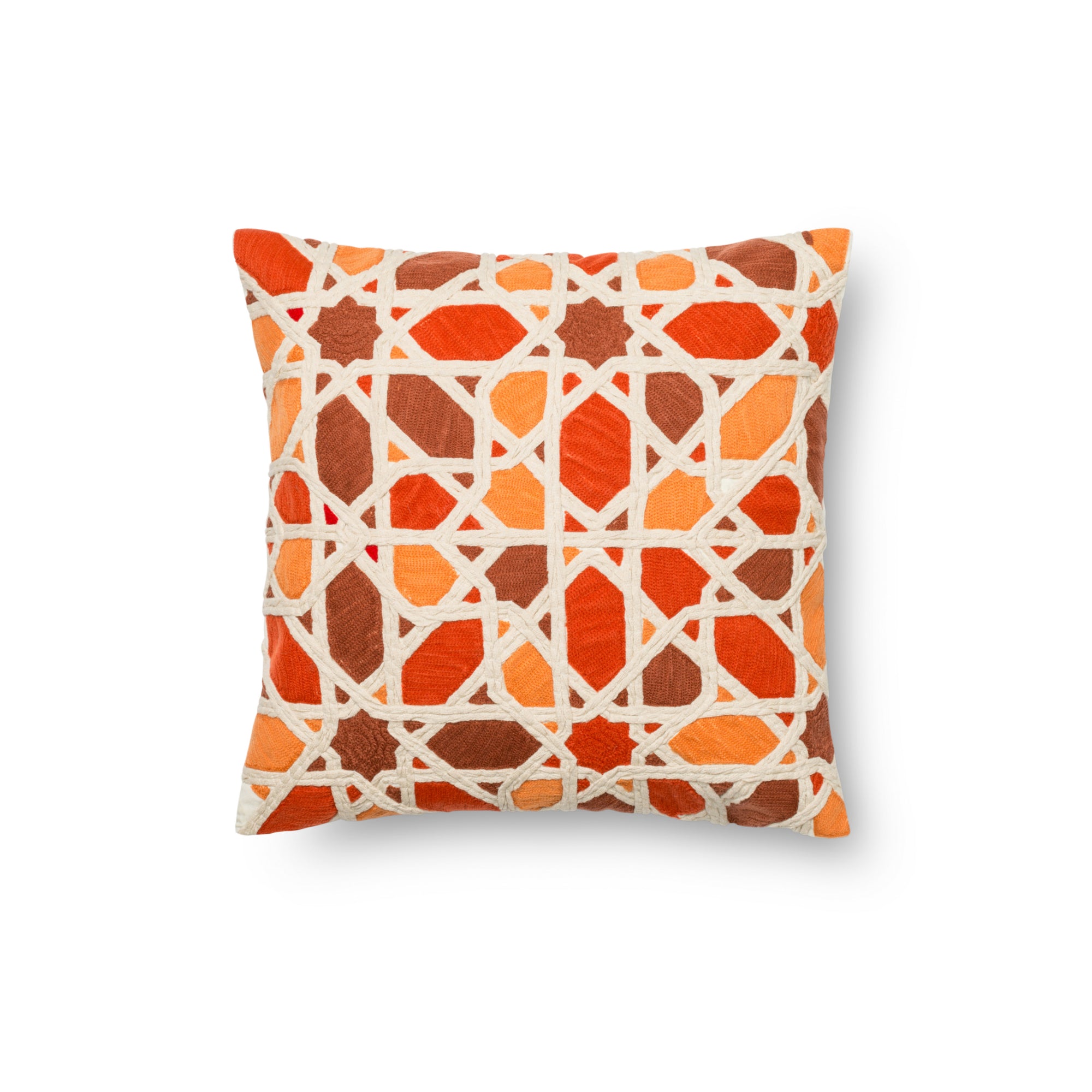 Loloi P0301 Orange/Red 18" x 18" Cover with Down Pillow