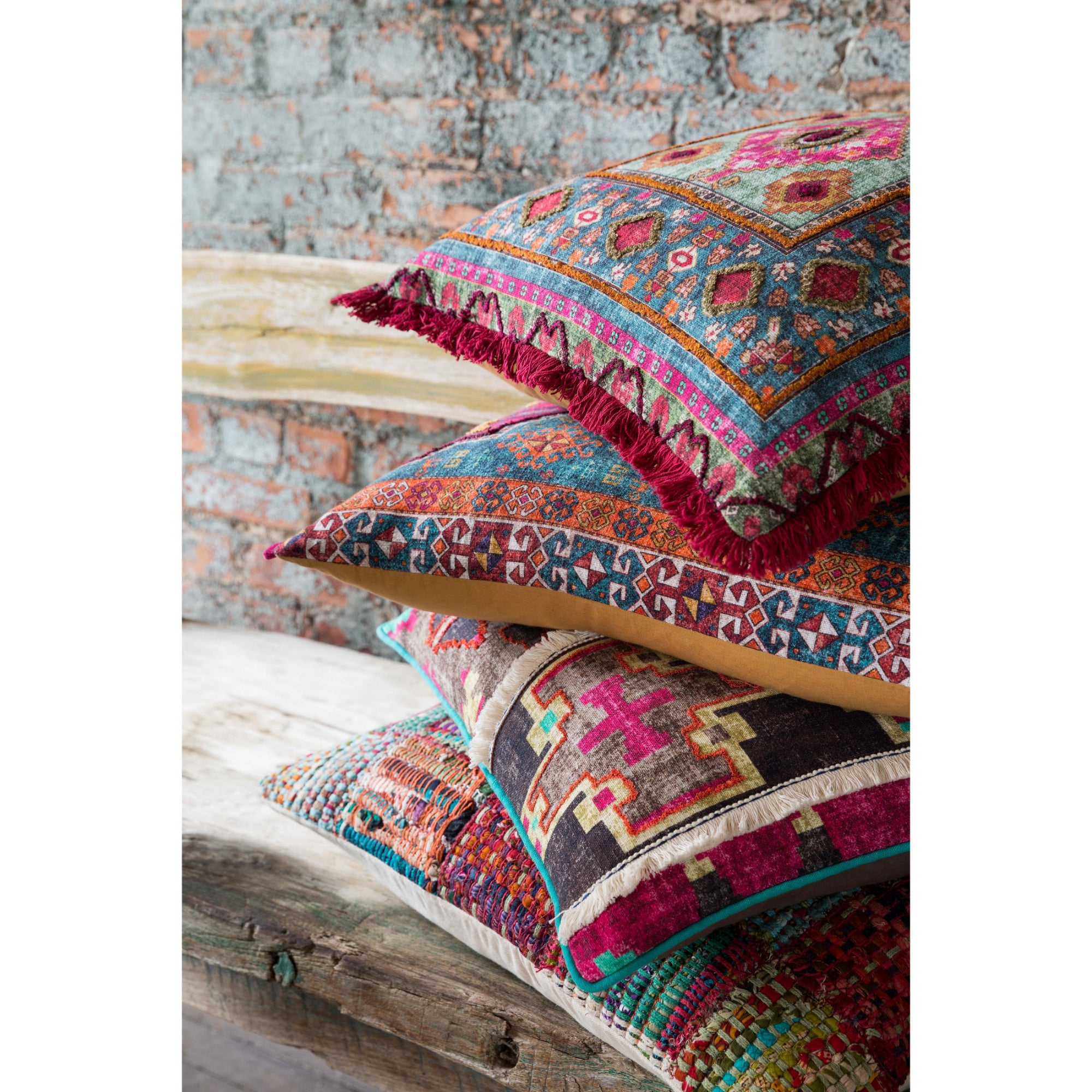 Loloi P0535 Red/Multi 13" x 21" Cover with Down Pillow
