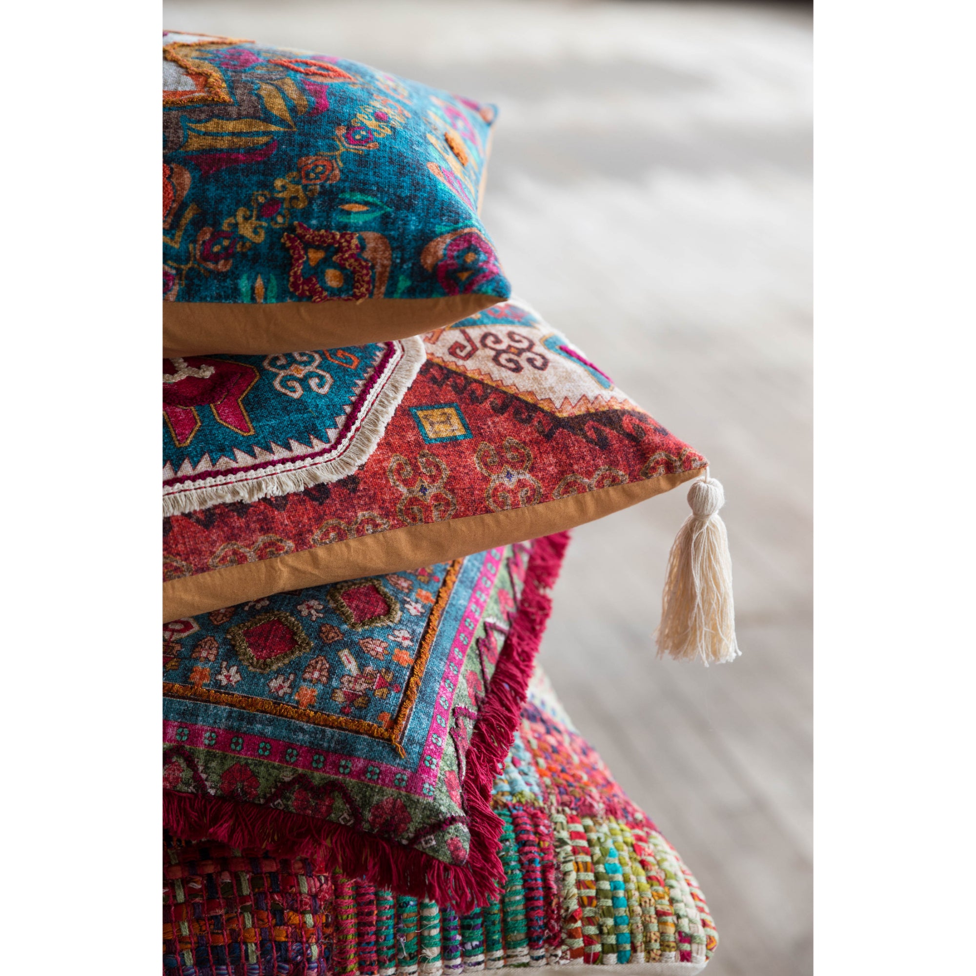Loloi P0535 Red/Multi 13" x 21" Cover with Down Pillow