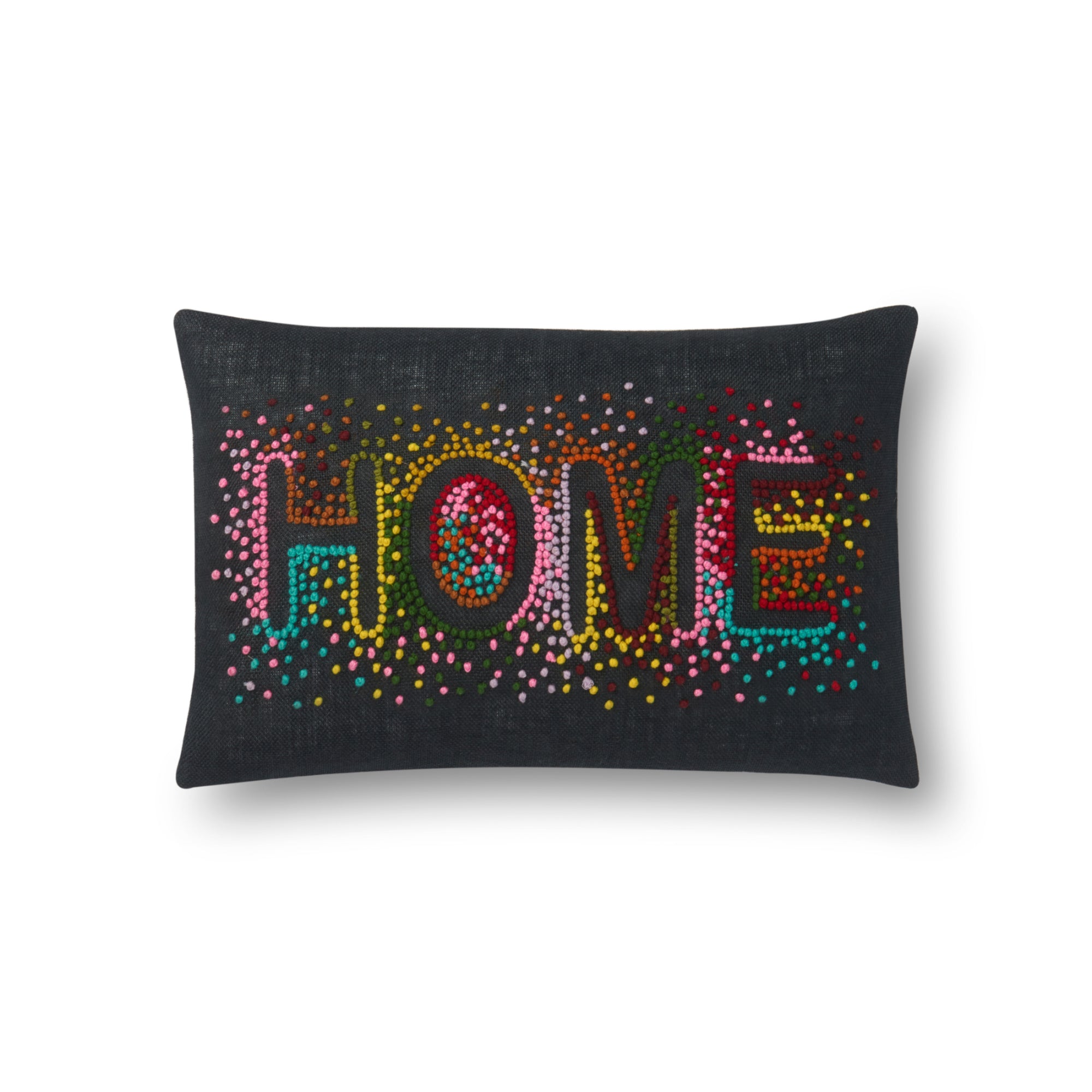 Loloi P0560 Black/Multi 13" x 21" Cover with Down Pillow