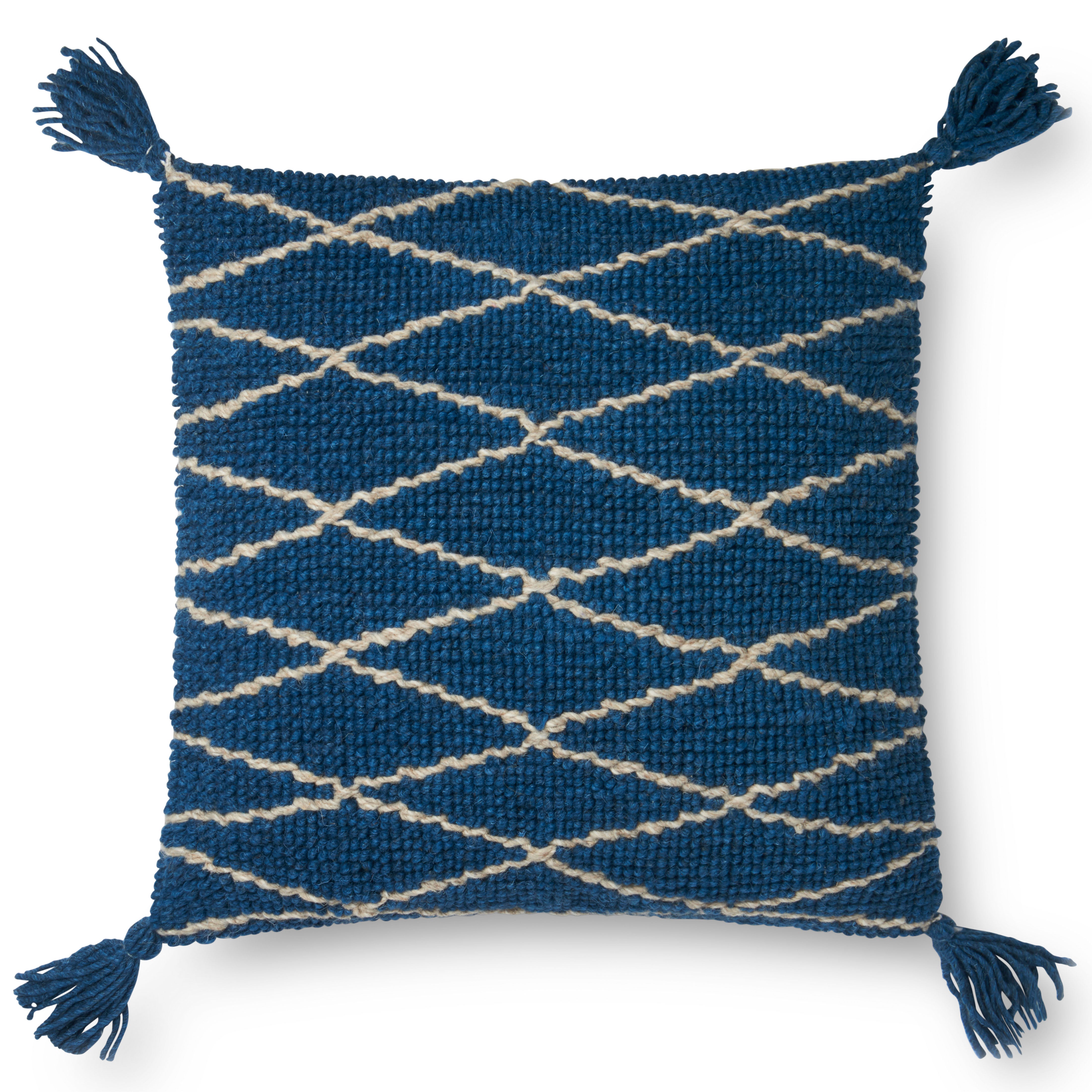 Loloi P0594 Blue 22" x 22" Cover with Down Pillow
