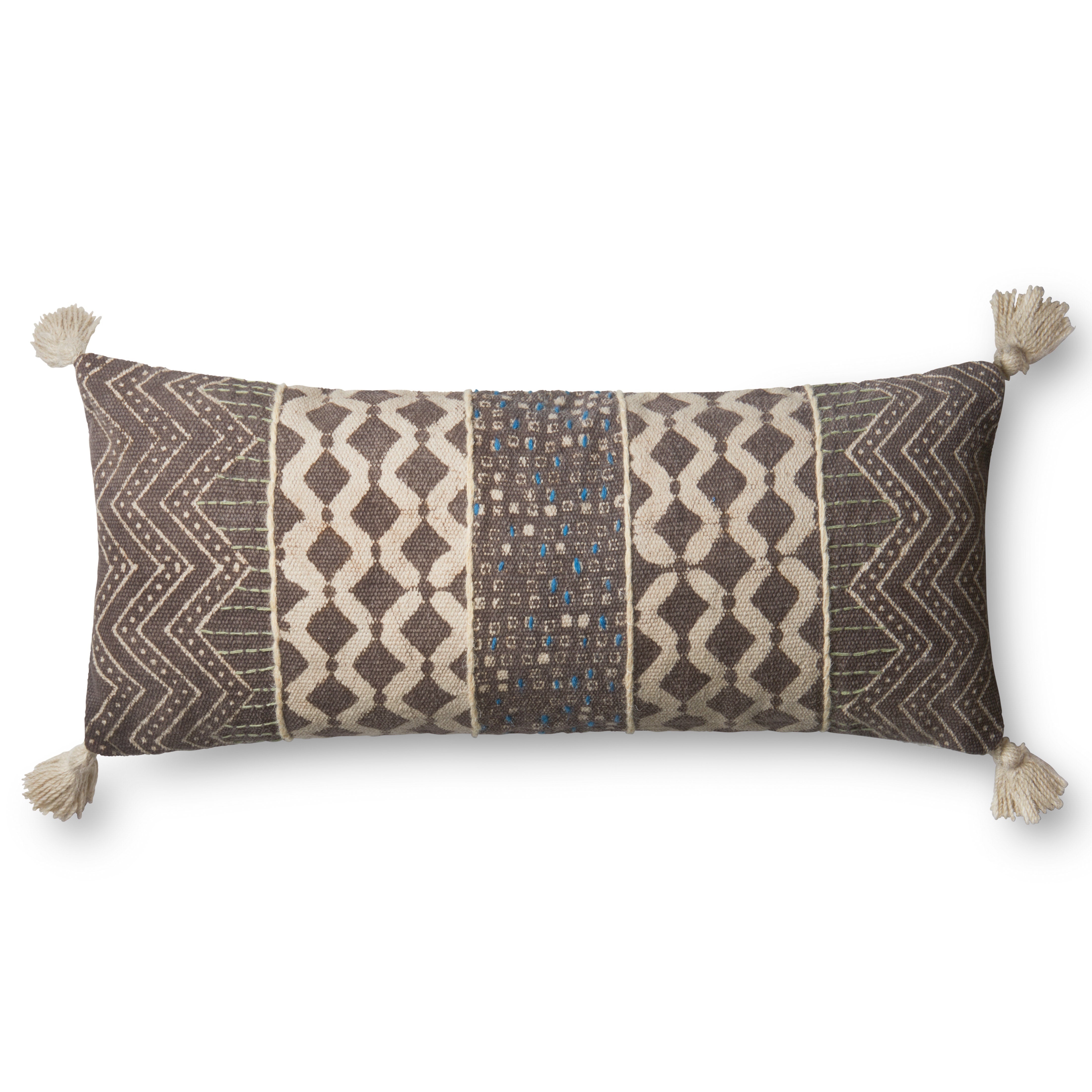 Loloi P0607 Grey/Multi 13" x 35" Cover with Down Pillow