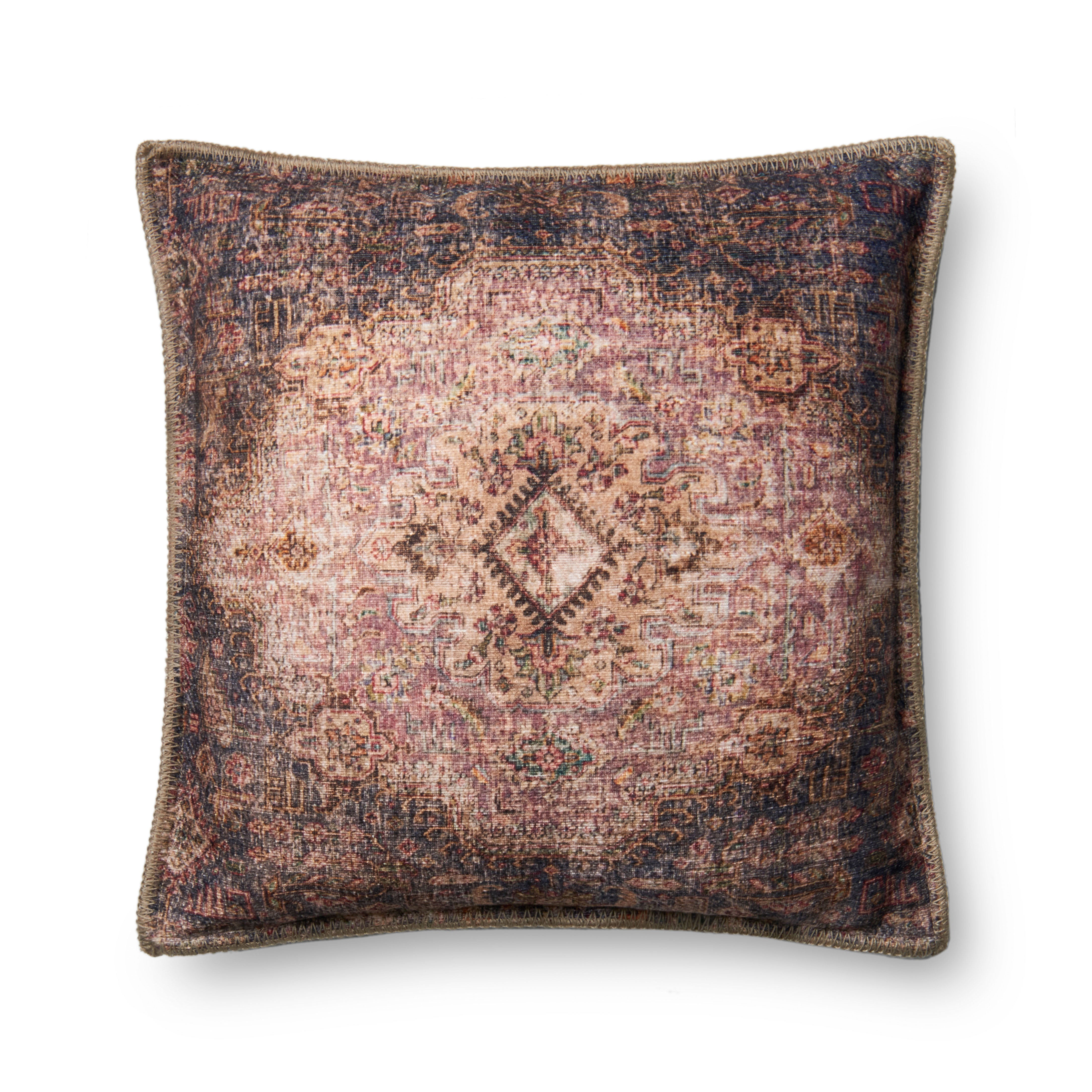Loloi P0653 Beige/Multi 22" x 22" Cover with Down Pillow