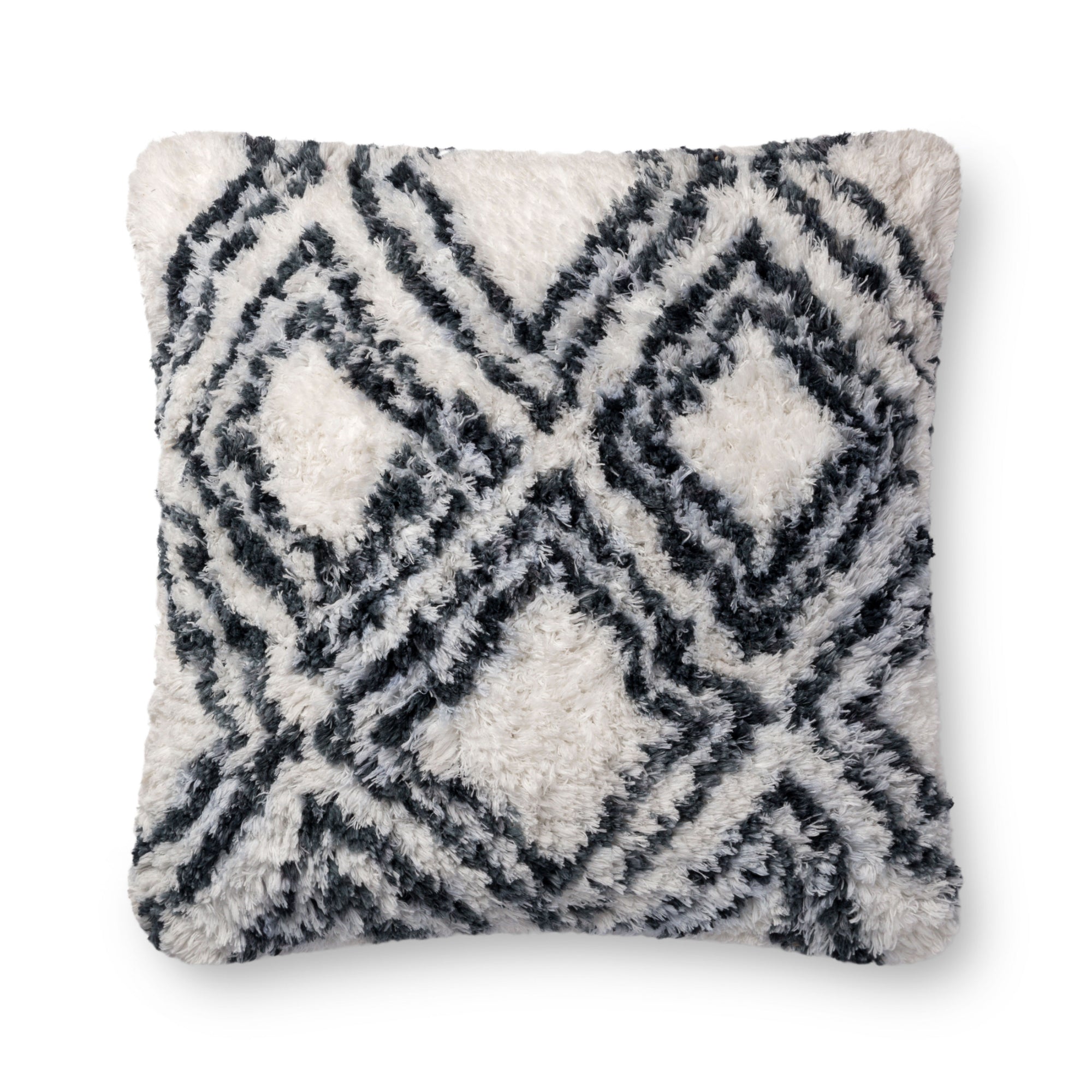 Loloi P0711 Charcoal/White 22" x 22" Cover with Down Pillow
