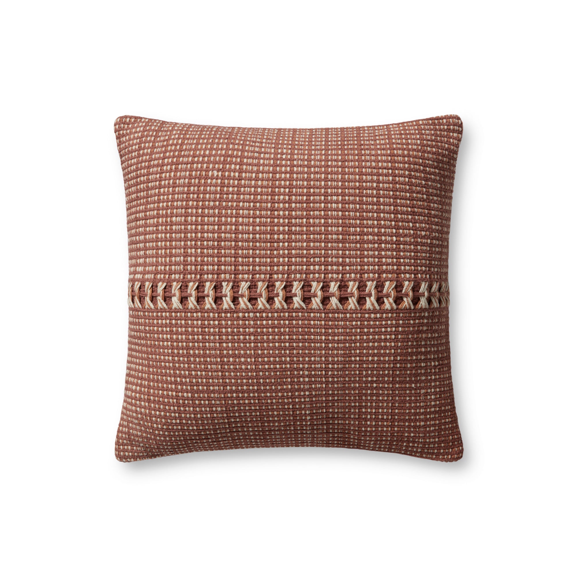 Chris Loves Julia x Loloi Harvey Rust /Multi 18'' x 18'' Cover with Down Pillow