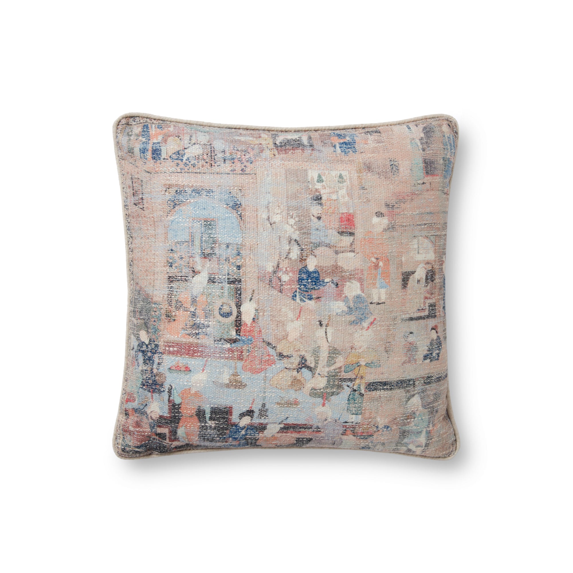 Loloi PLL0008 Taupe/Multi 18" x 18" Cover with Down Pillow