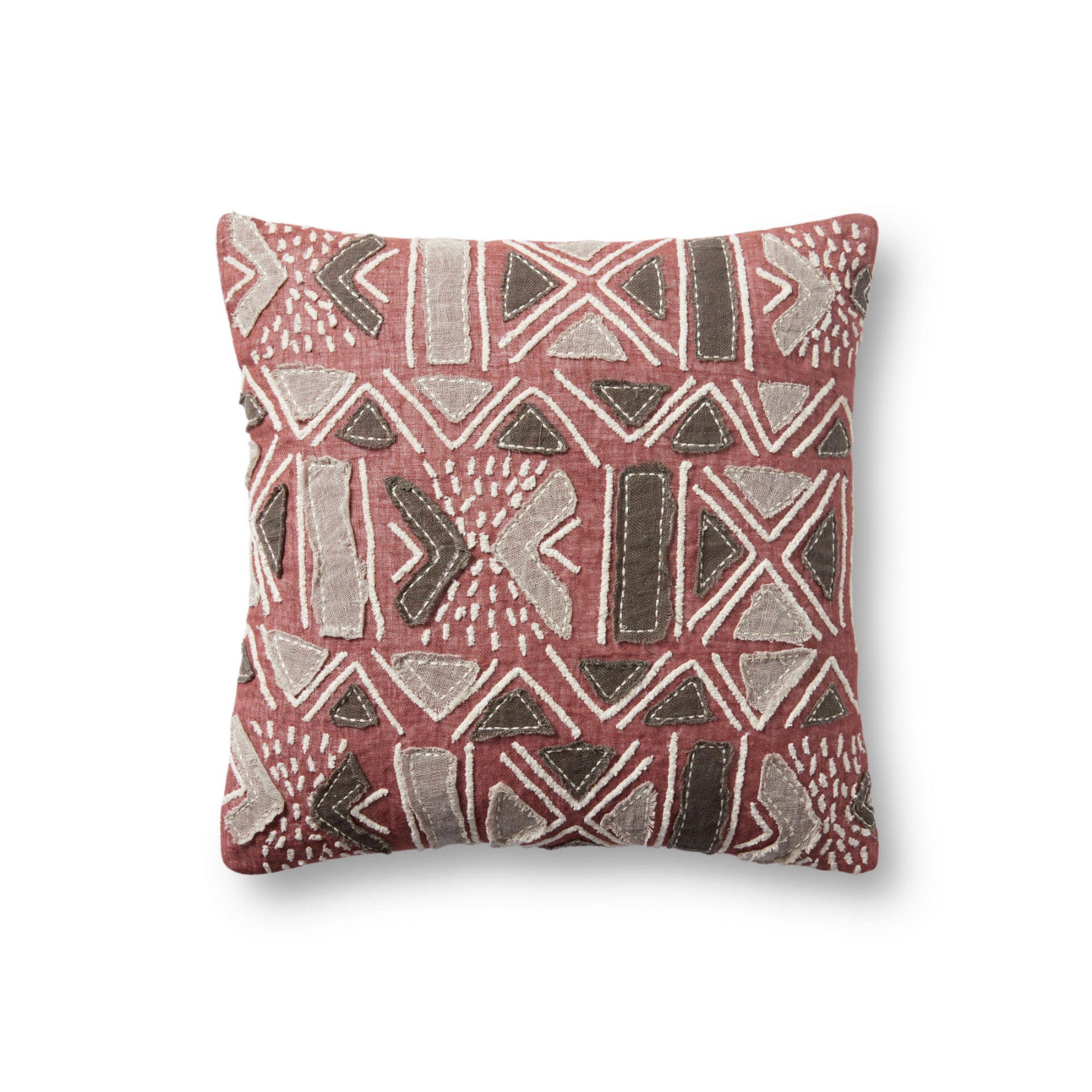 Loloi PLL0022 Rust/Multi 18" x 18" Cover with Down Pillow