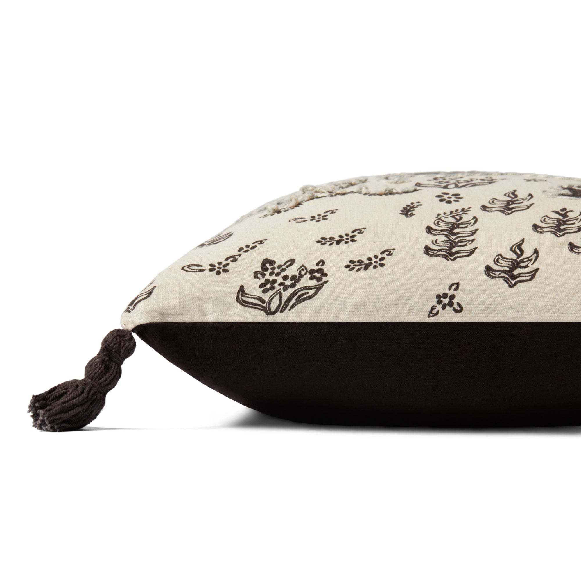 Loloi PLL0025 Ivory/Black 18" x 18" Cover with Down Pillow