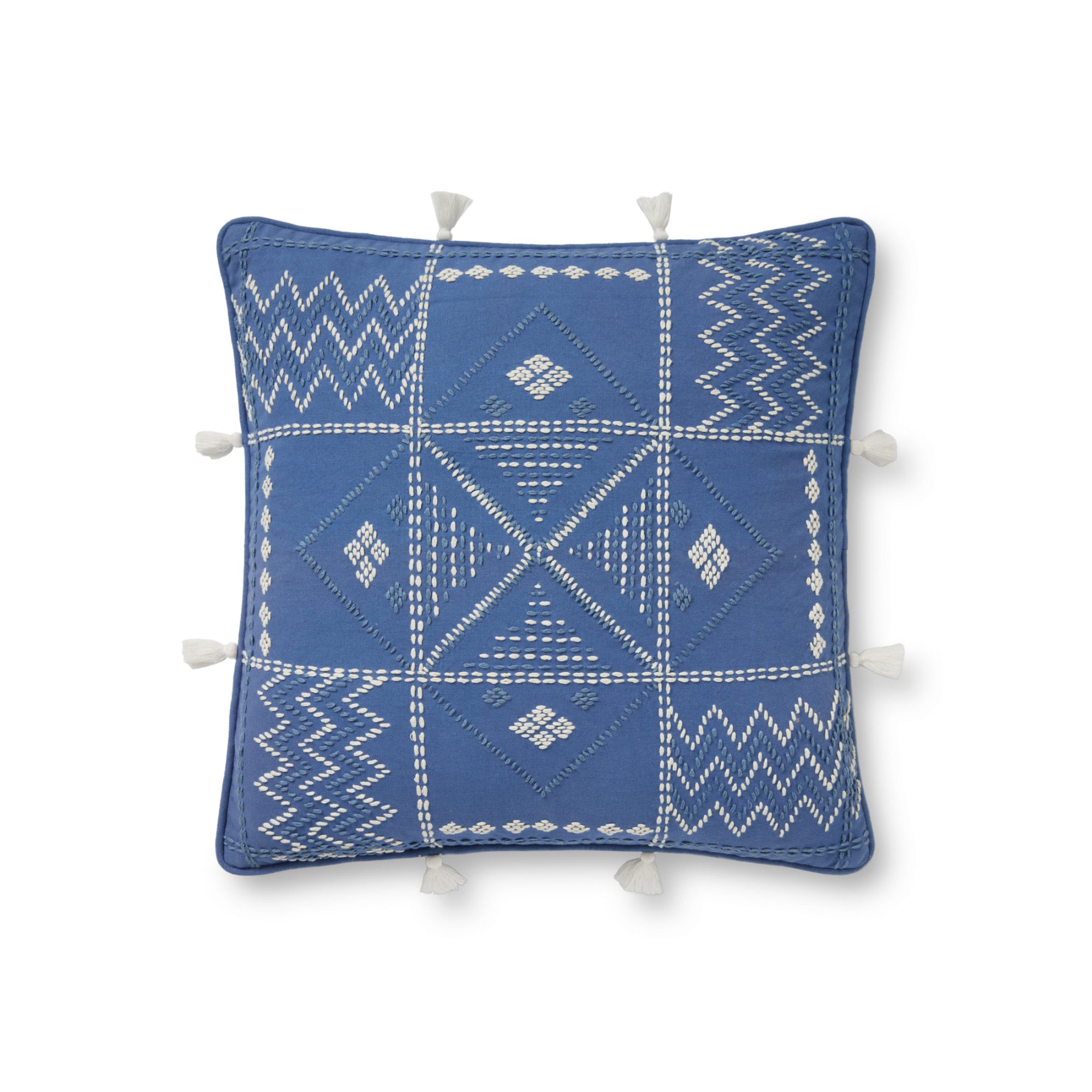 Loloi PLL0049 Blue/Ivory 18" x 18" Cover with Down Pillow