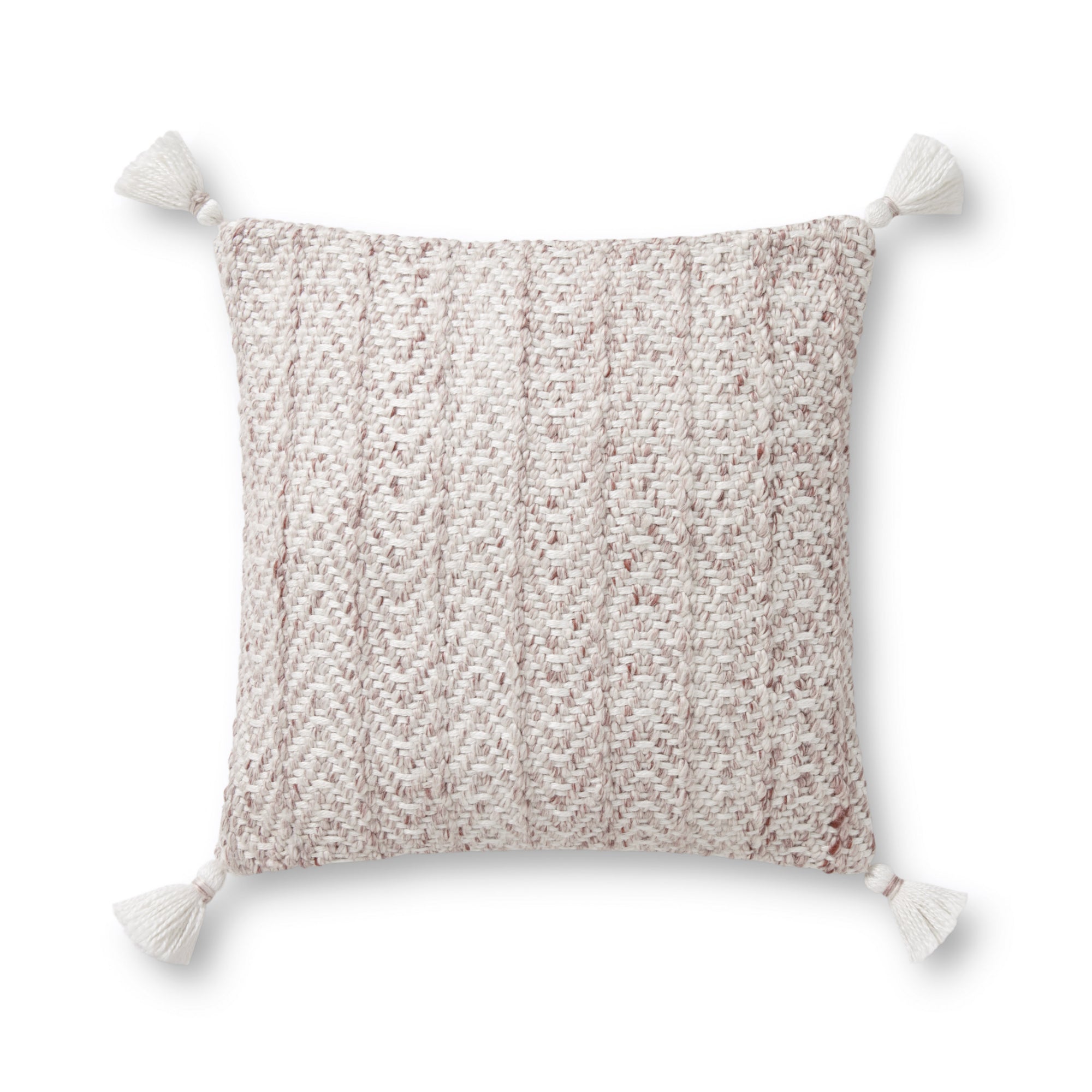 Loloi PLL0068 Blush/Natural 18" x 18" Cover with Down Pillow