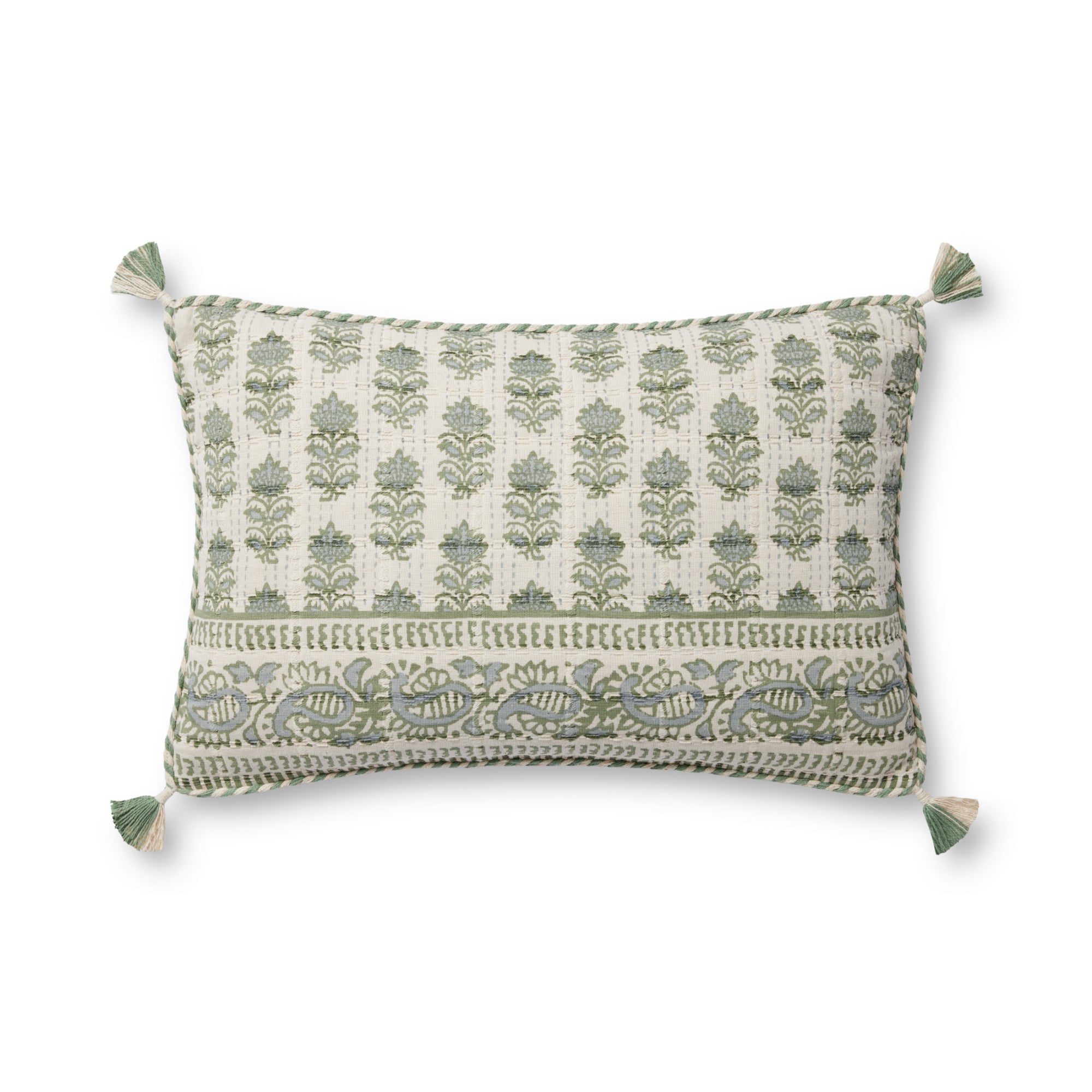 Loloi PLL0113 Sage/Ivory 13'' x 21'' Cover with Down Pillow