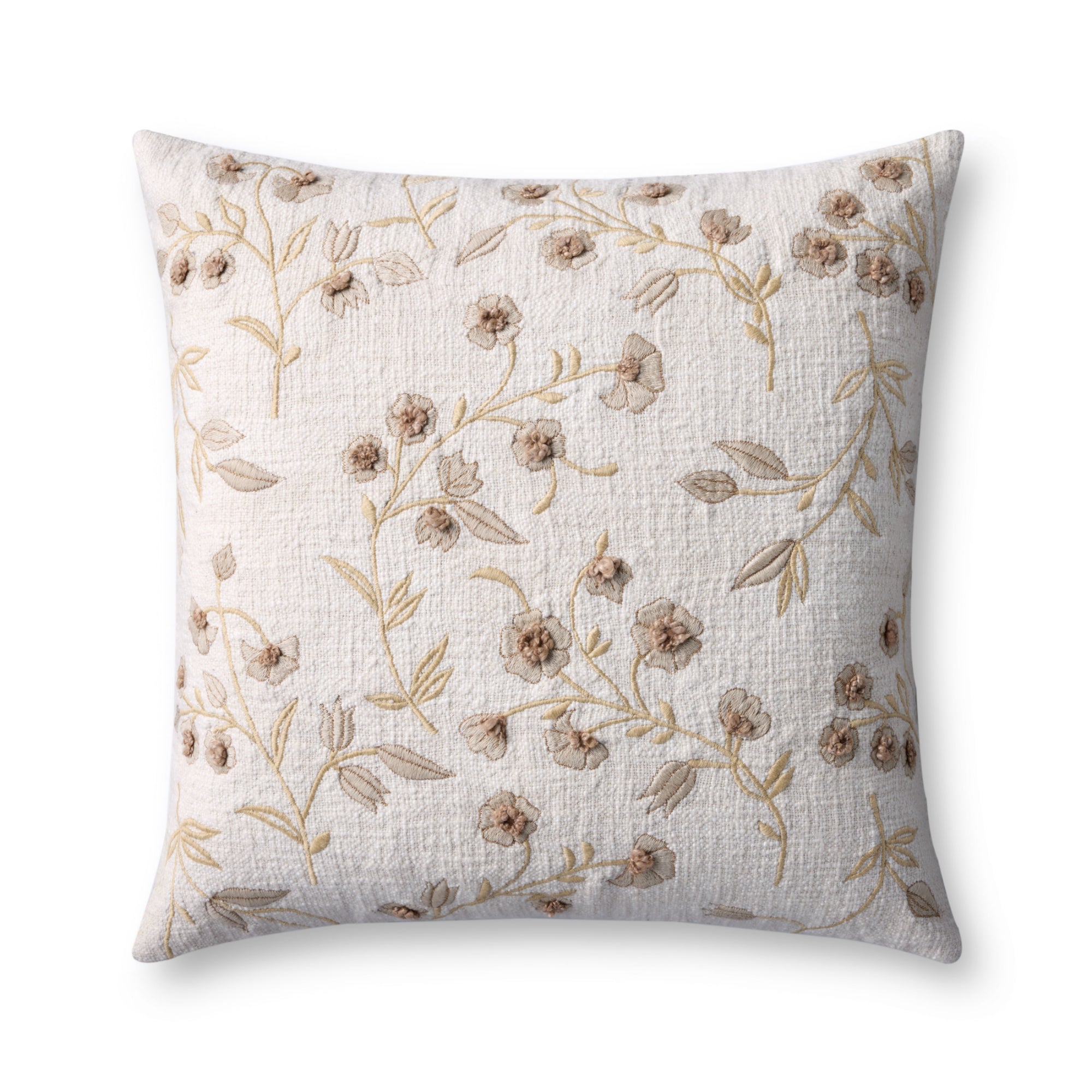 Loloi PLL0143 Brown/Ivory Cover with Down Pillow