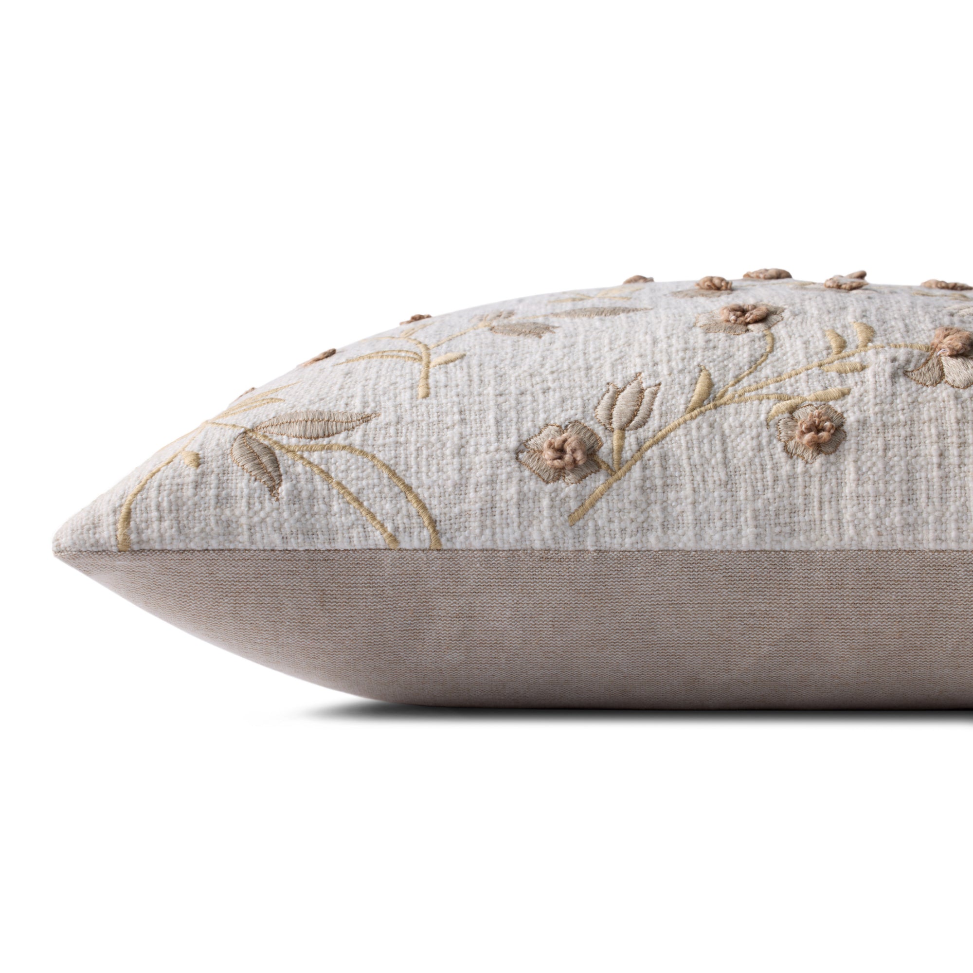 Loloi PLL0143 Brown/Ivory Cover with Down Pillow
