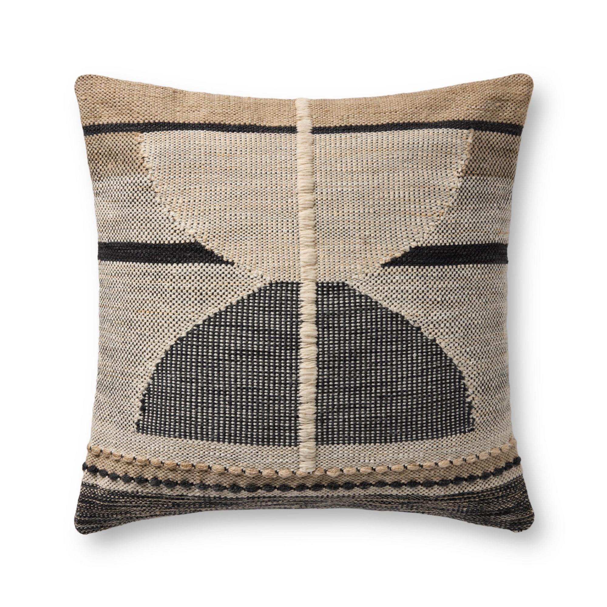 Loloi PLL0186 Black/Ivory 22'' x 22'' Cover with Down Pillow