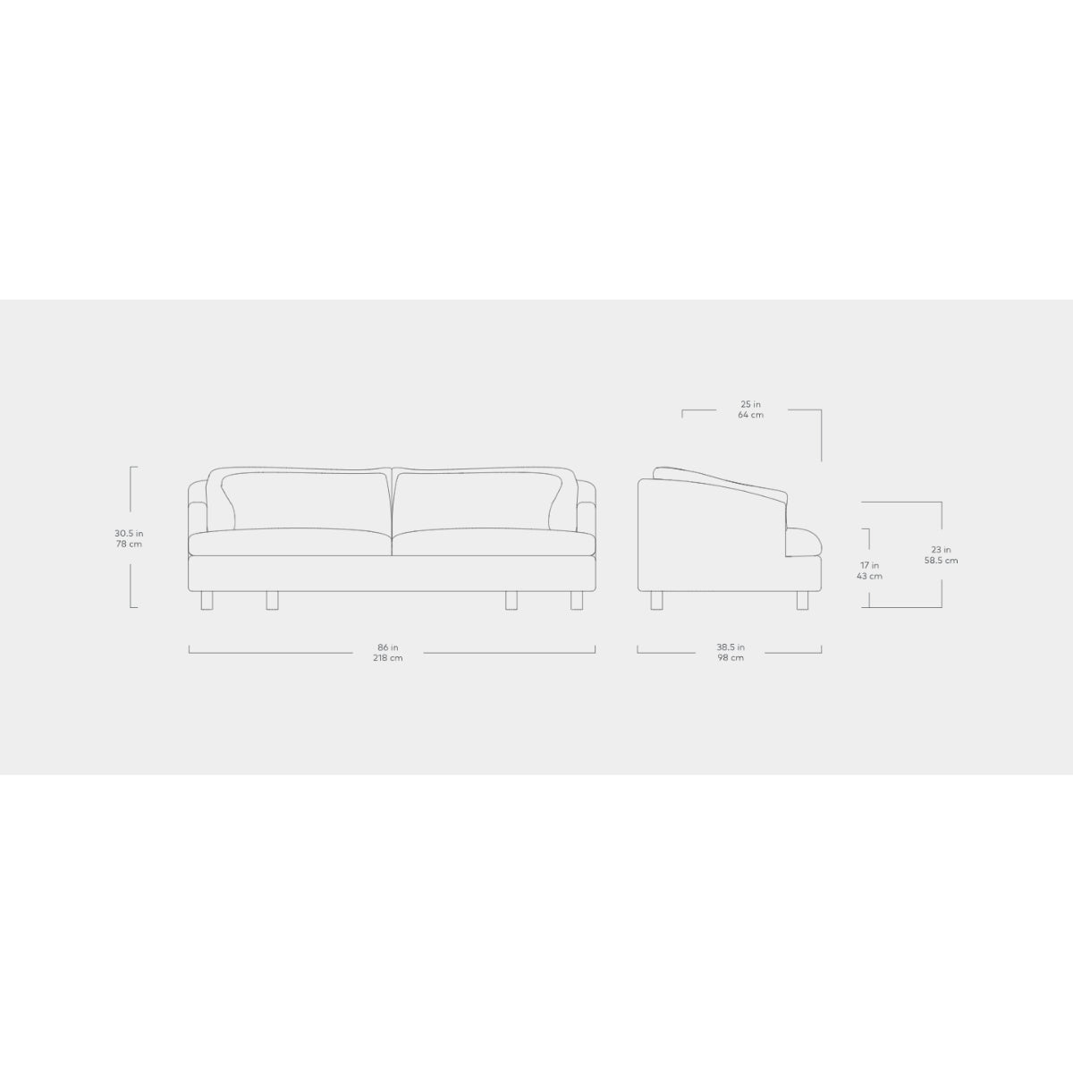 Thalia Sofa - Tucson Char Leather