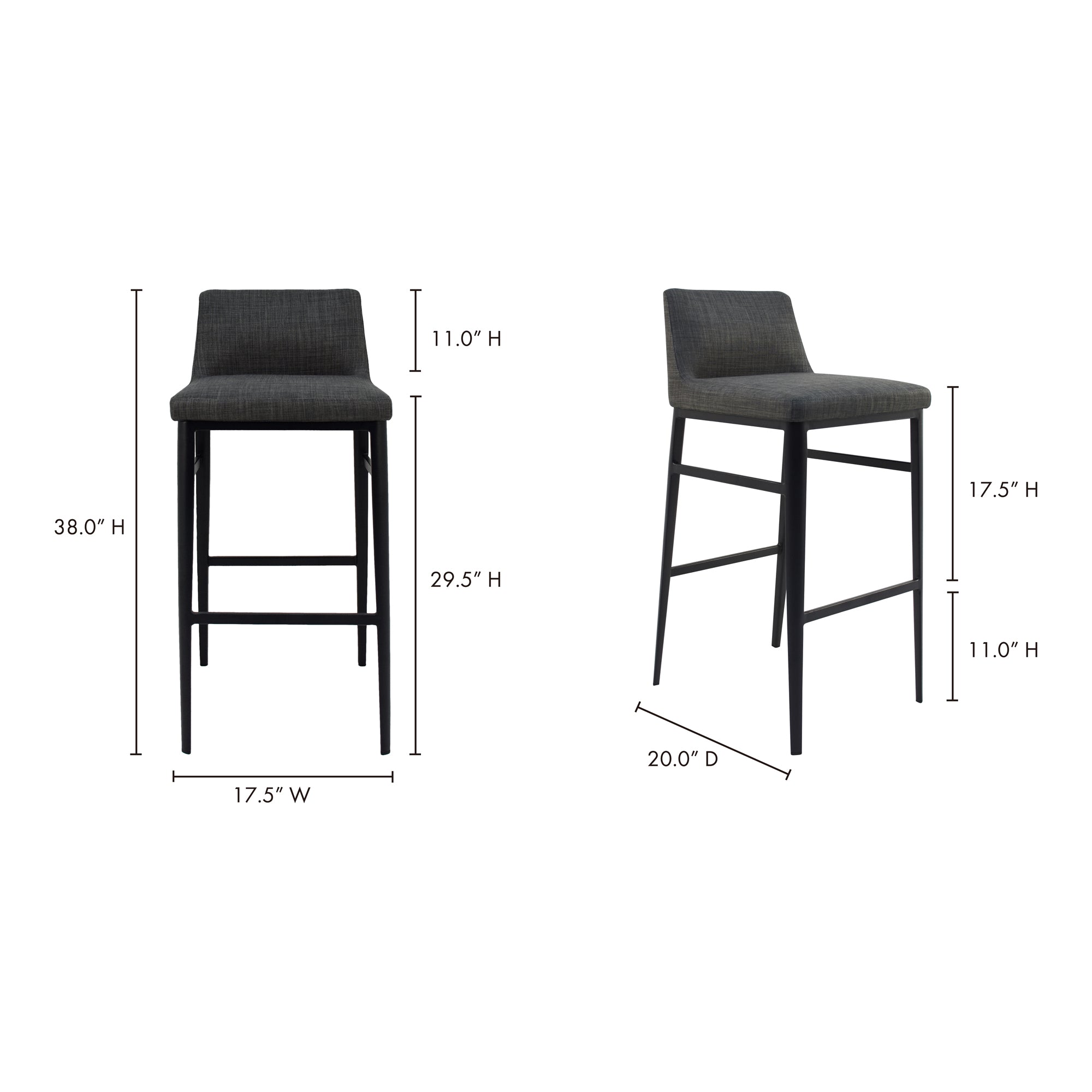 Baron Barstool Charcoal Barstool Moe's    Four Hands, Mid Century Modern Furniture, Old Bones Furniture Company, Old Bones Co, Modern Mid Century, Designer Furniture, Furniture Sale, Warehouse Furniture Sale, Baron Barstool Charcoal Sale, https://www.oldbonesco.com/