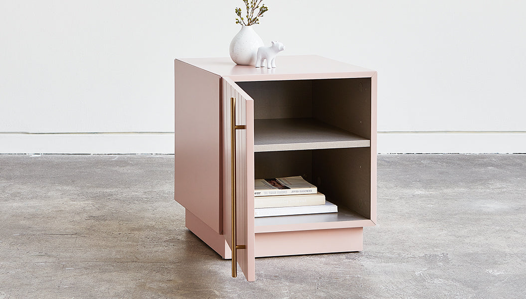 Elora End Table Storage Gus* Four Hands, Mid Century Modern Furniture, Old Bones Furniture Company, Old Bones Co, Modern Mid Century, Designer Furniture, https://www.oldbonesco.com/