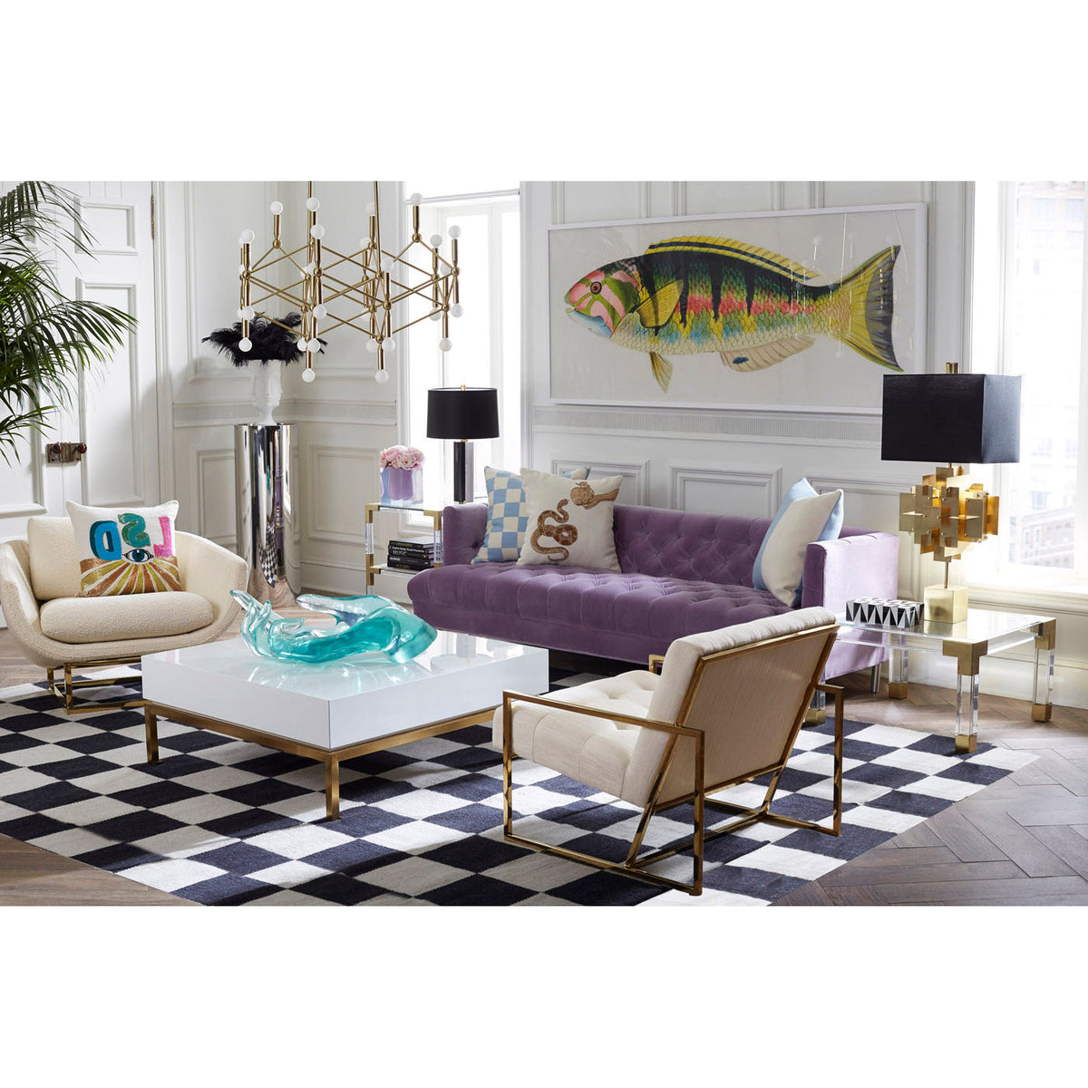 Checkerboard Large Scale Flatweave Rug