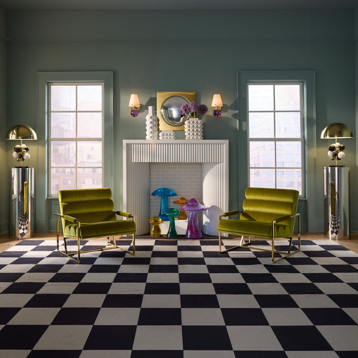 Checkerboard Large Scale Flatweave Rug