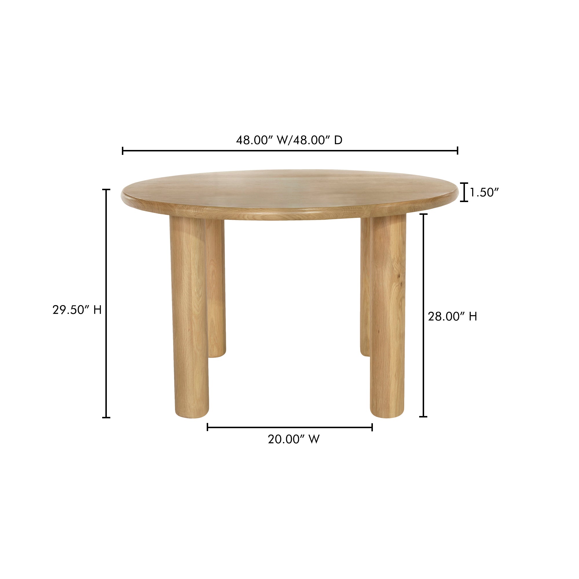 Milo Round Dining Table Oak Dining Tables Moe's Four Hands, Mid Century Modern Furniture, Old Bones Furniture Company, Old Bones Co, Modern Mid Century, Designer Furniture, Furniture Sale, Warehouse Furniture Sale, Milo Round Dining Table Oak Sale, https://www.oldbonesco.com/