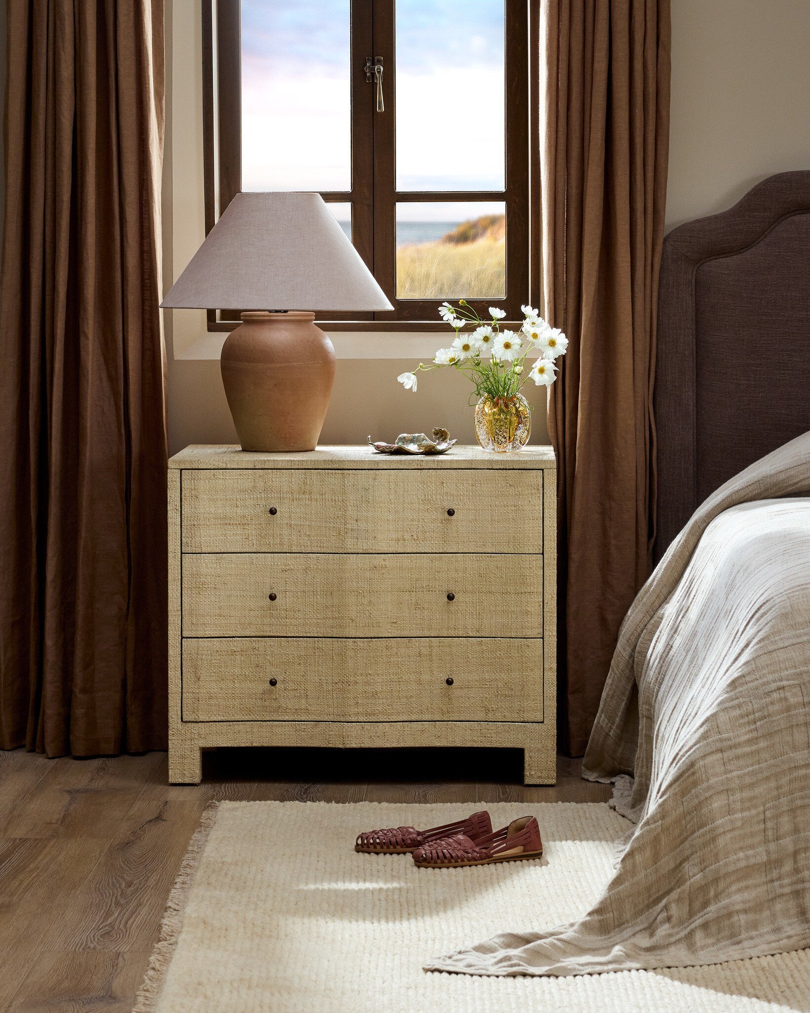 Hollis Nightstand - Natural Fleck Raffia