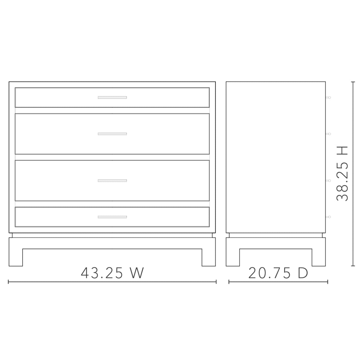 Florence Large 4-Drawer with Glass Top