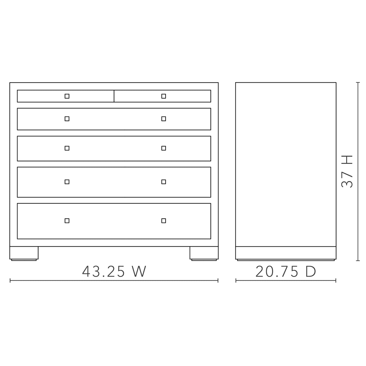 Frances 6-Drawer with Glass Top