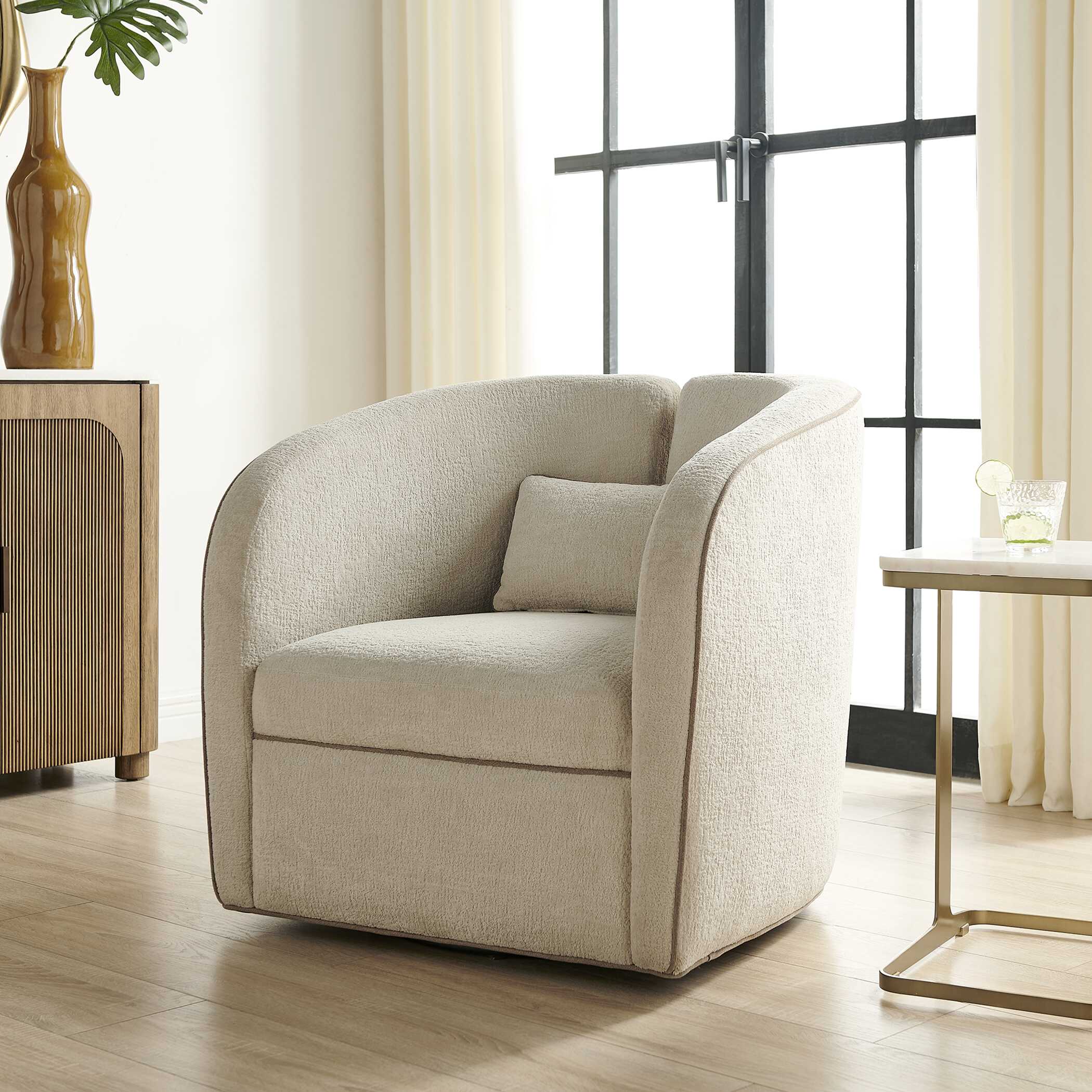 Uttermost Vega Ecru Swivel Chair