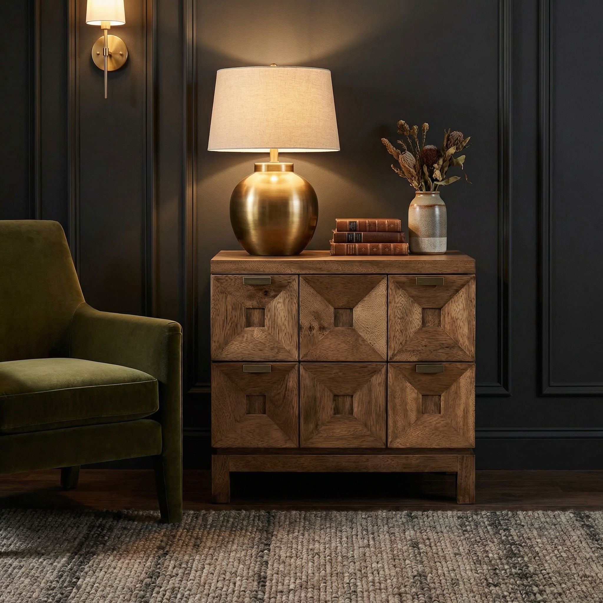 Musashi 2 Drawer Small Cabinet - Dark Walnut