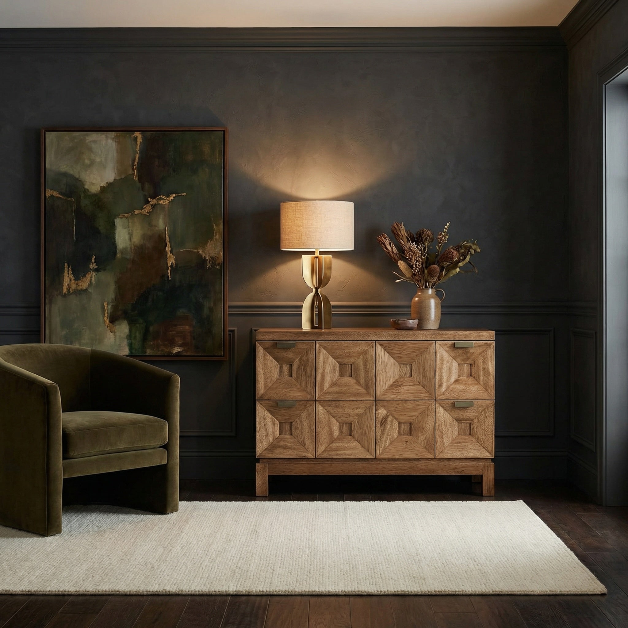Musashi 2 Drawer Large Cabinet - Dark Walnut