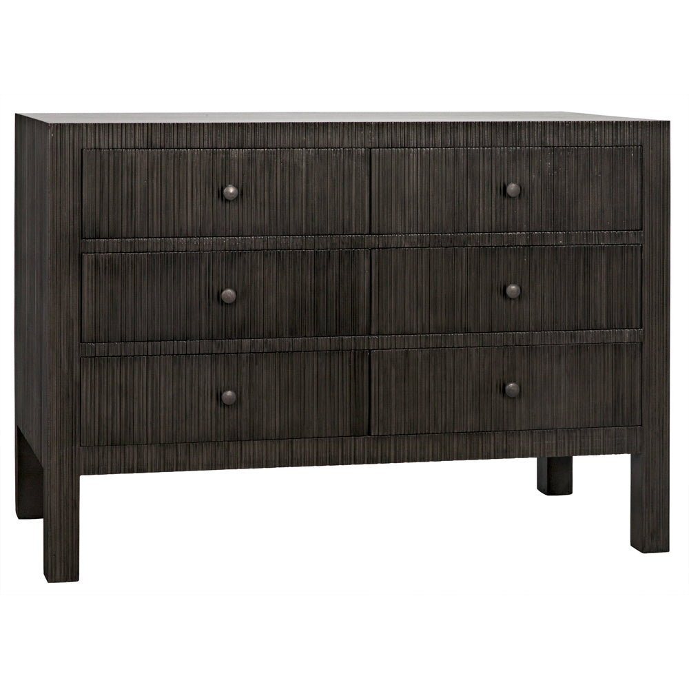 Noir Conrad 6 Drawer Dresser, White Wash