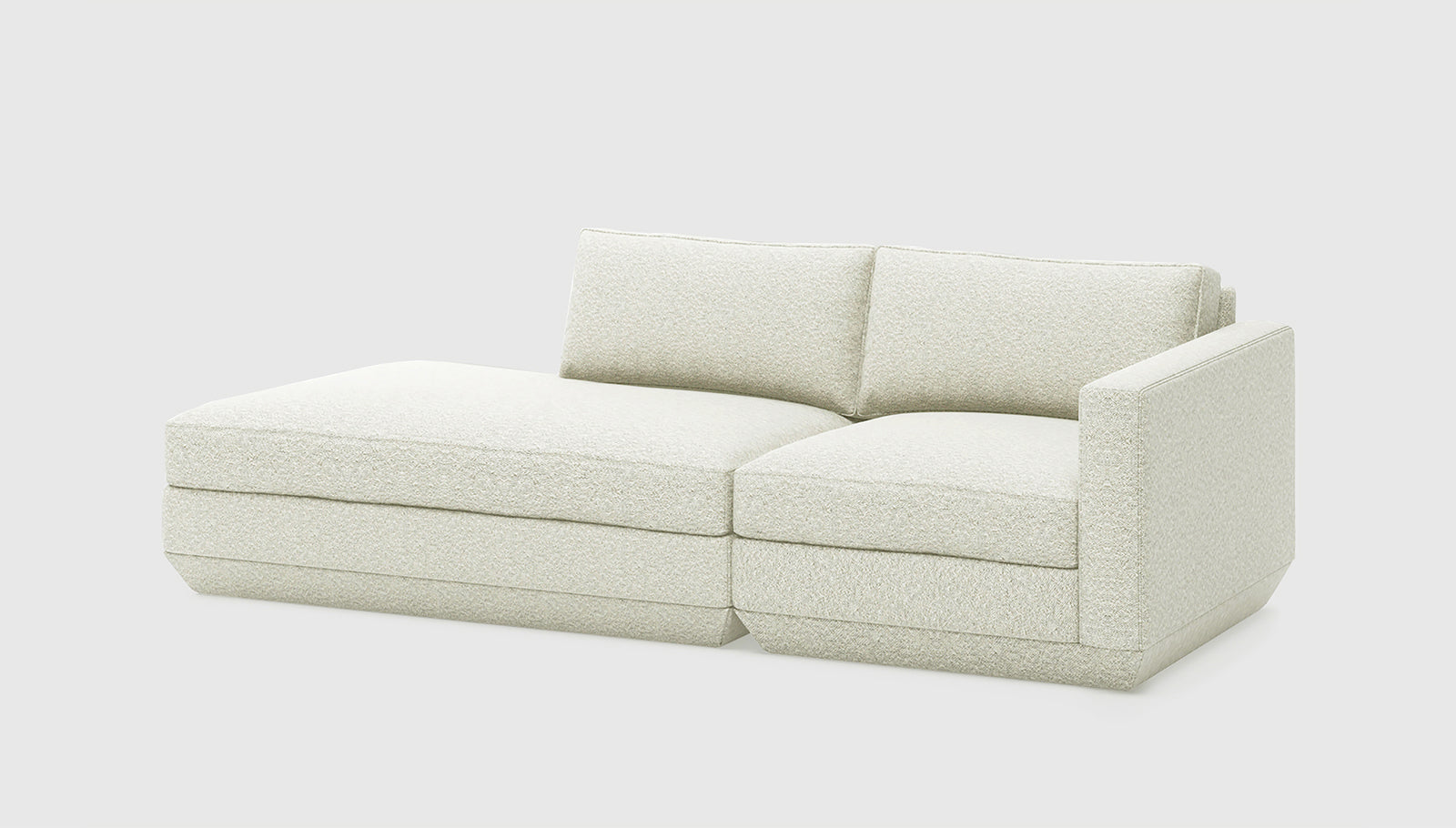 Podium Modular 2PC Lounge Lounge Sofa Gus* Four Hands, Mid Century Modern Furniture, Old Bones Furniture Company, Old Bones Co, Modern Mid Century, Designer Furniture, https://www.oldbonesco.com/