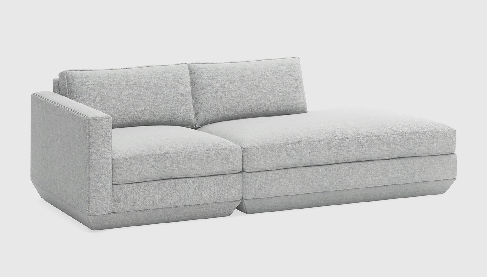 Podium Modular 2PC Lounge Lounge Sofa Gus* Four Hands, Mid Century Modern Furniture, Old Bones Furniture Company, Old Bones Co, Modern Mid Century, Designer Furniture, https://www.oldbonesco.com/