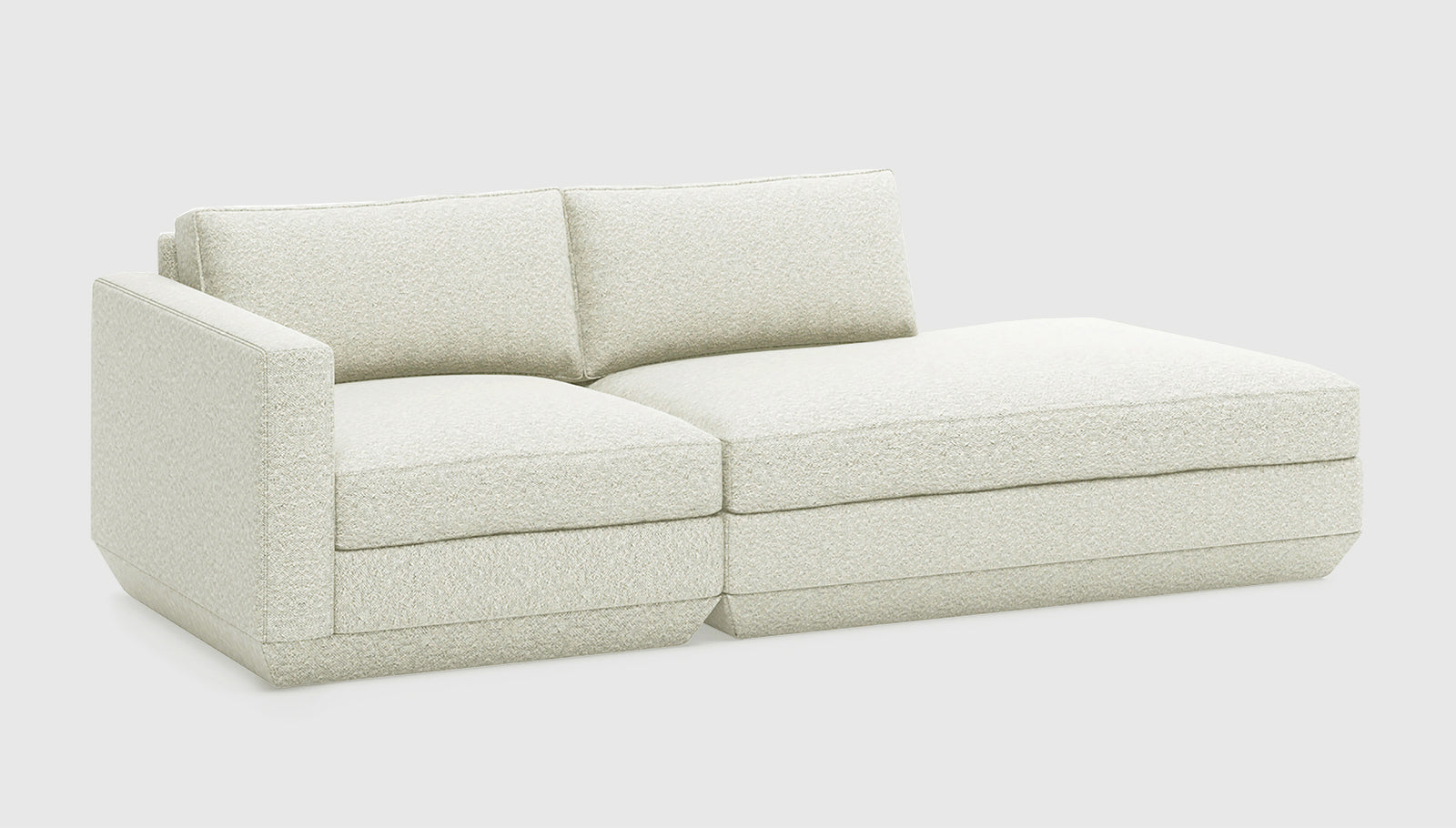 Podium Modular 2PC Lounge Lounge Sofa Gus* Four Hands, Mid Century Modern Furniture, Old Bones Furniture Company, Old Bones Co, Modern Mid Century, Designer Furniture, https://www.oldbonesco.com/