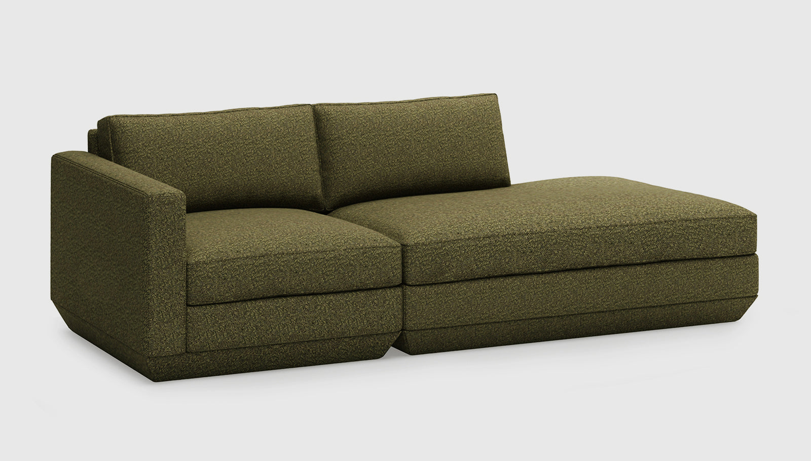 Podium Modular 2PC Lounge Lounge Sofa Gus* Four Hands, Mid Century Modern Furniture, Old Bones Furniture Company, Old Bones Co, Modern Mid Century, Designer Furniture, https://www.oldbonesco.com/