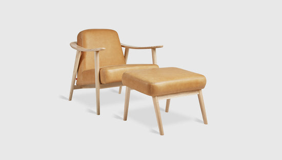 Baltic Chair & Ottoman Canyon Whiskey Leather / Natural AshChair & Ottoman Gus*  Canyon Whiskey Leather Natural Ash  Four Hands, Mid Century Modern Furniture, Old Bones Furniture Company, Old Bones Co, Modern Mid Century, Designer Furniture, https://www.oldbonesco.com/