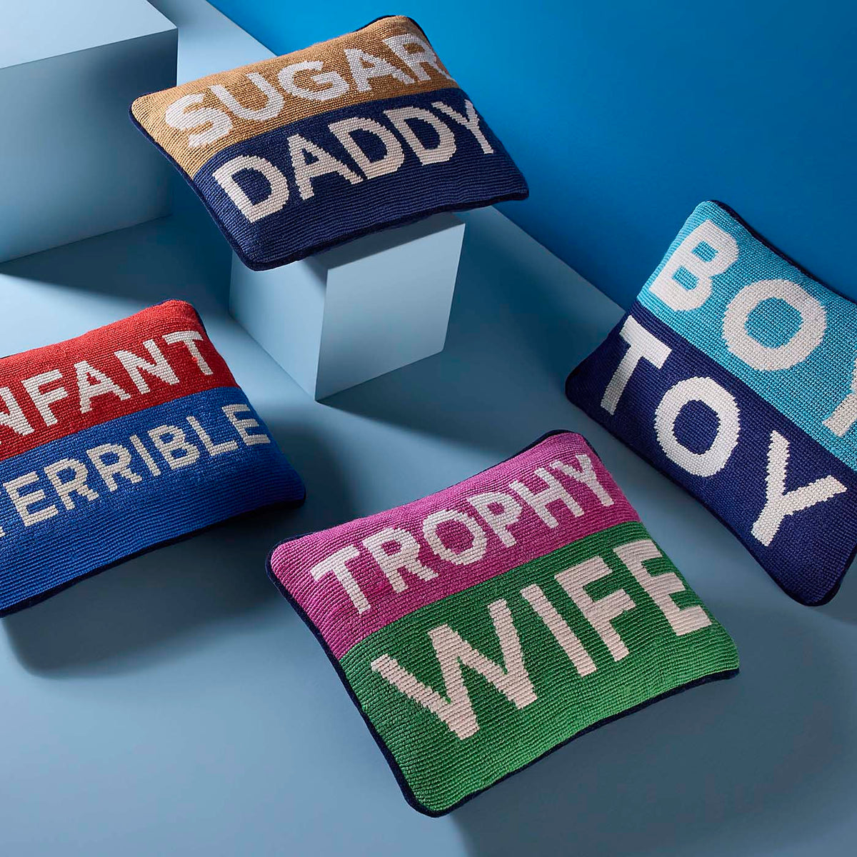 Boy Toy Needlepoint Pillow