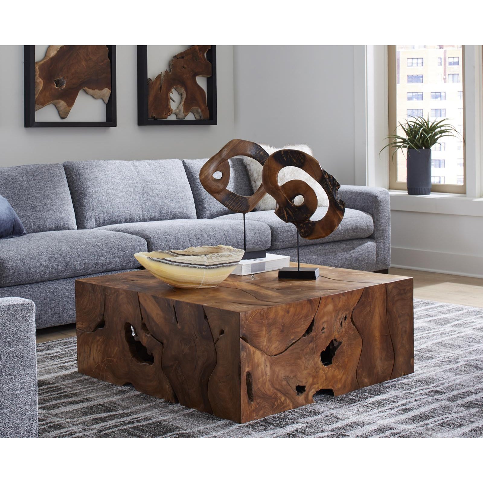 Carved Teak Swirl on Stand