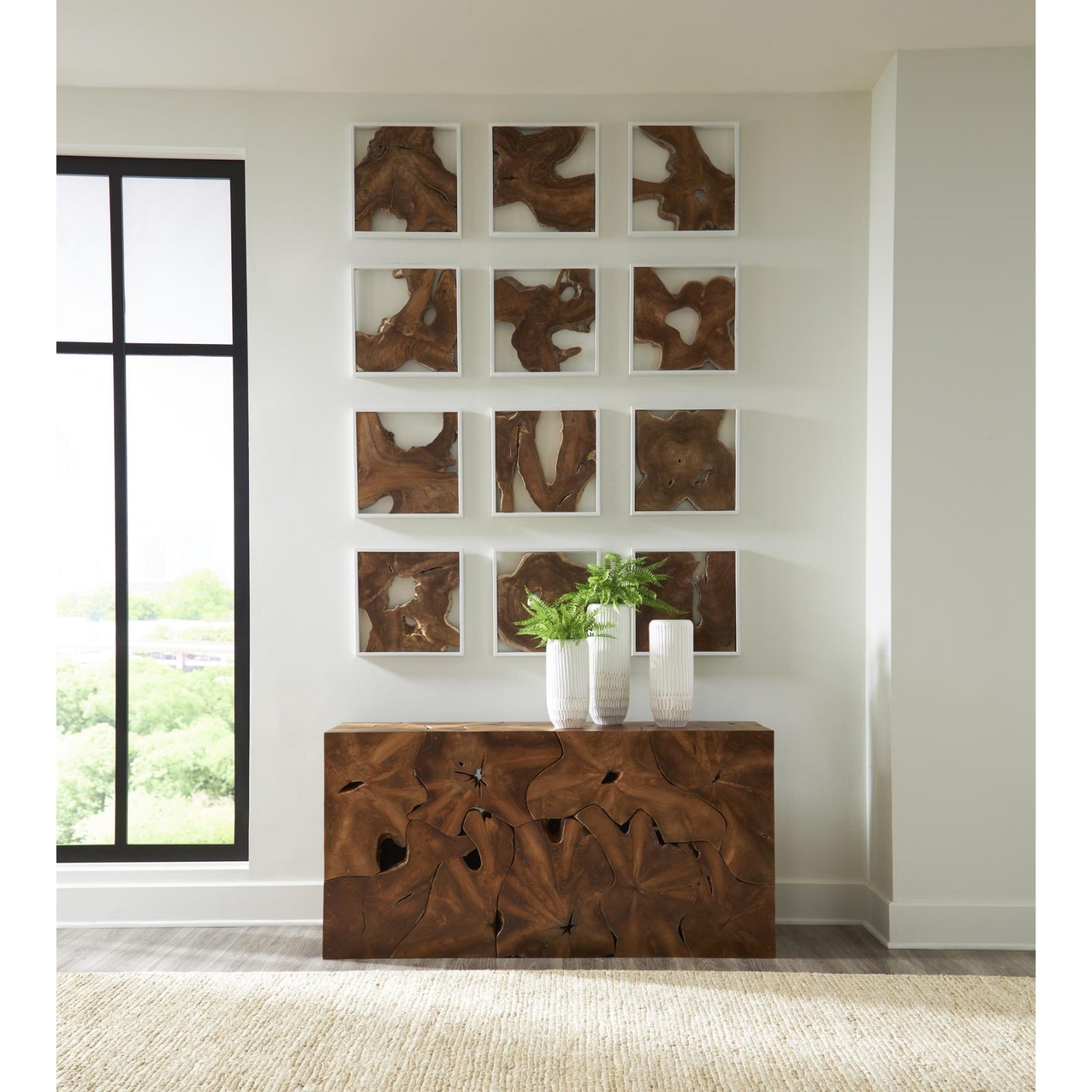 Teak Slice Console Table