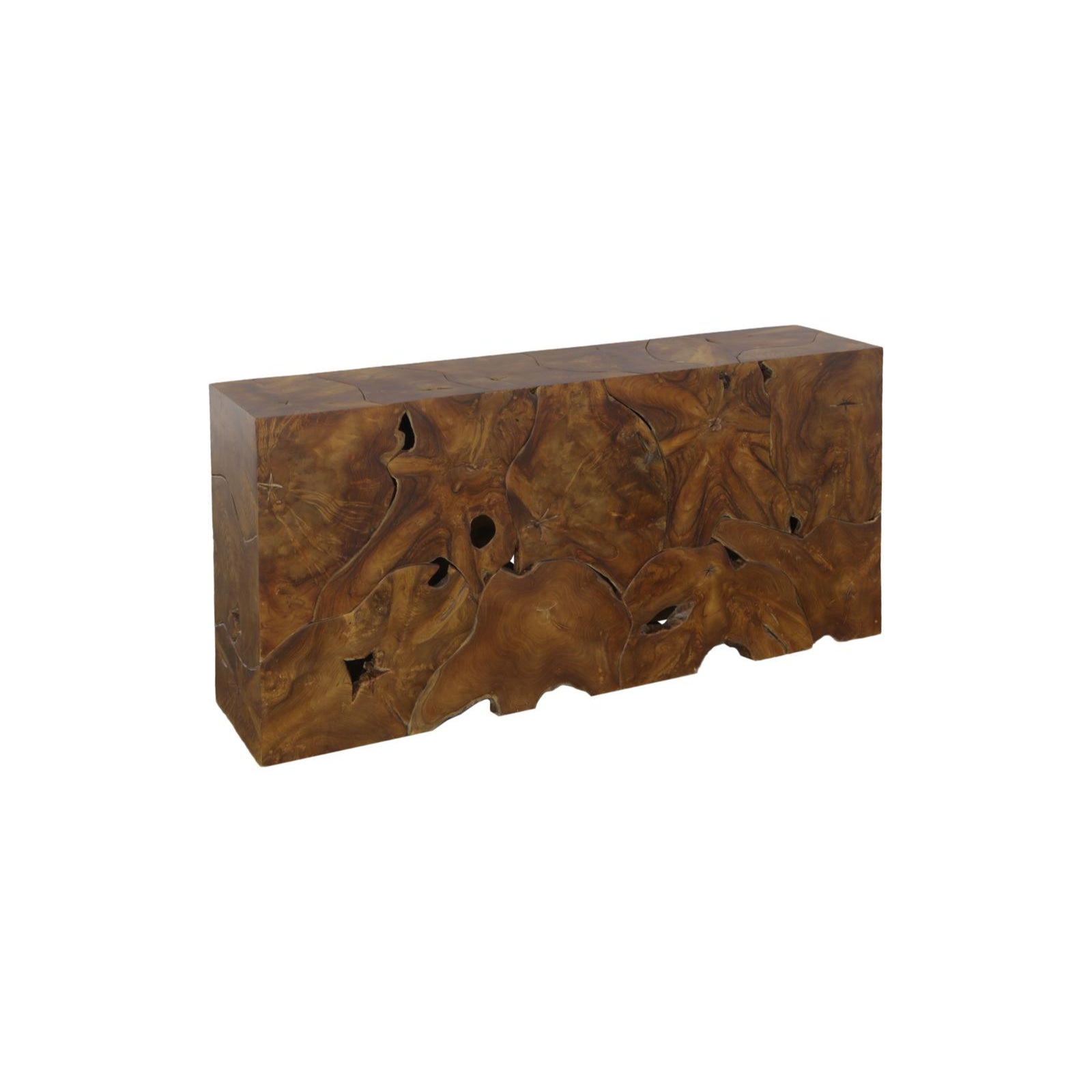 Teak Slice Console Table