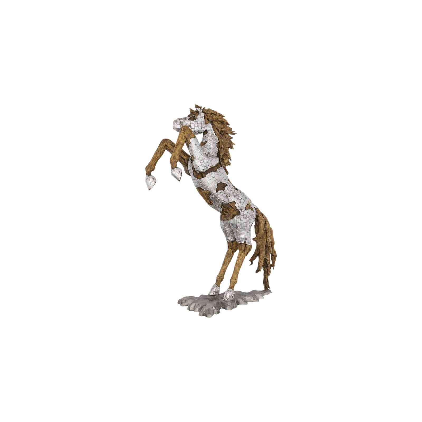 Mustang Rearing Horse Armored Sculpture
