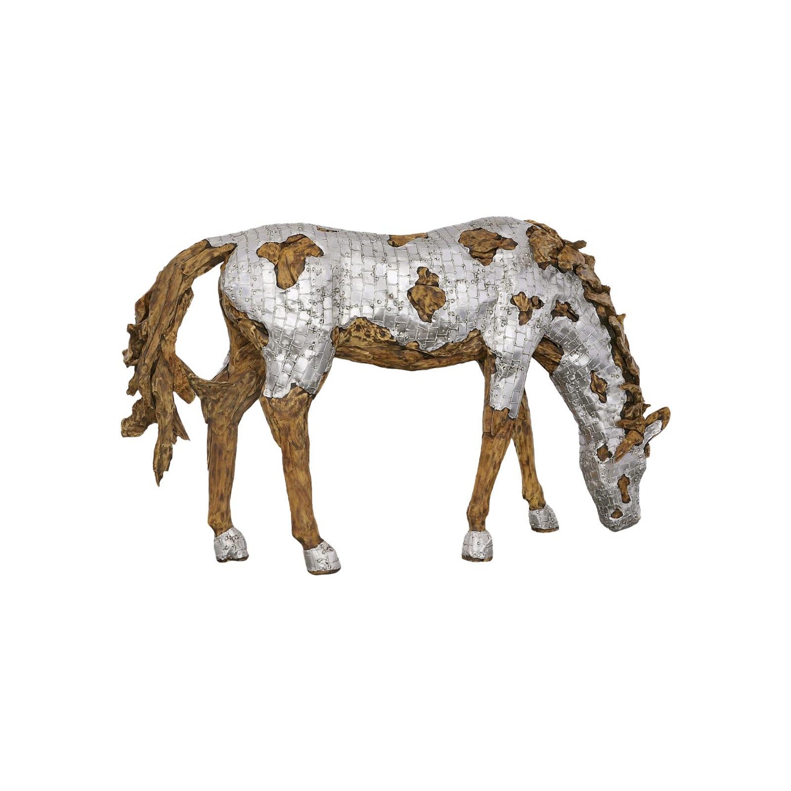 Mustang Grazing Horse Armored Sculpture