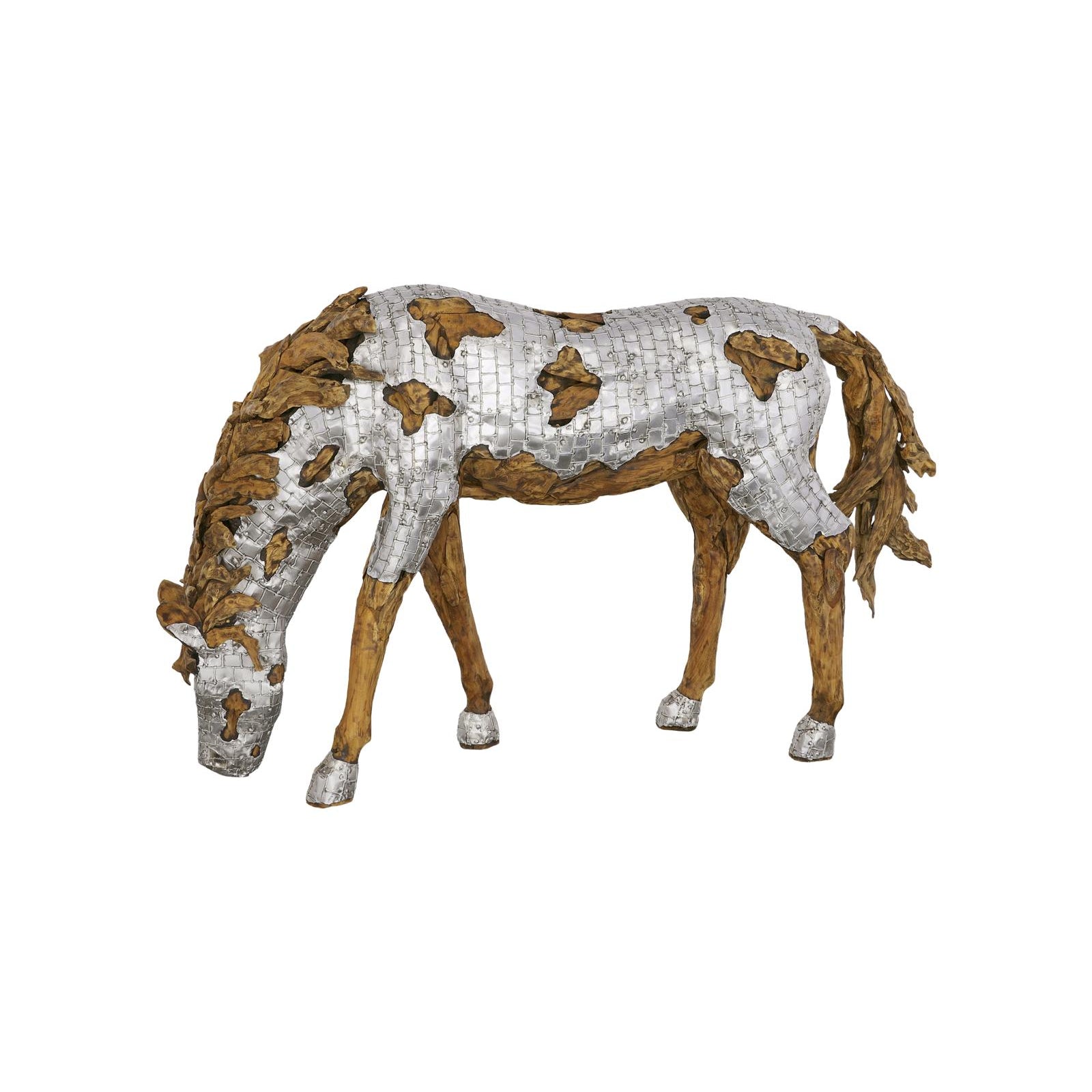 Mustang Grazing Horse Armored Sculpture