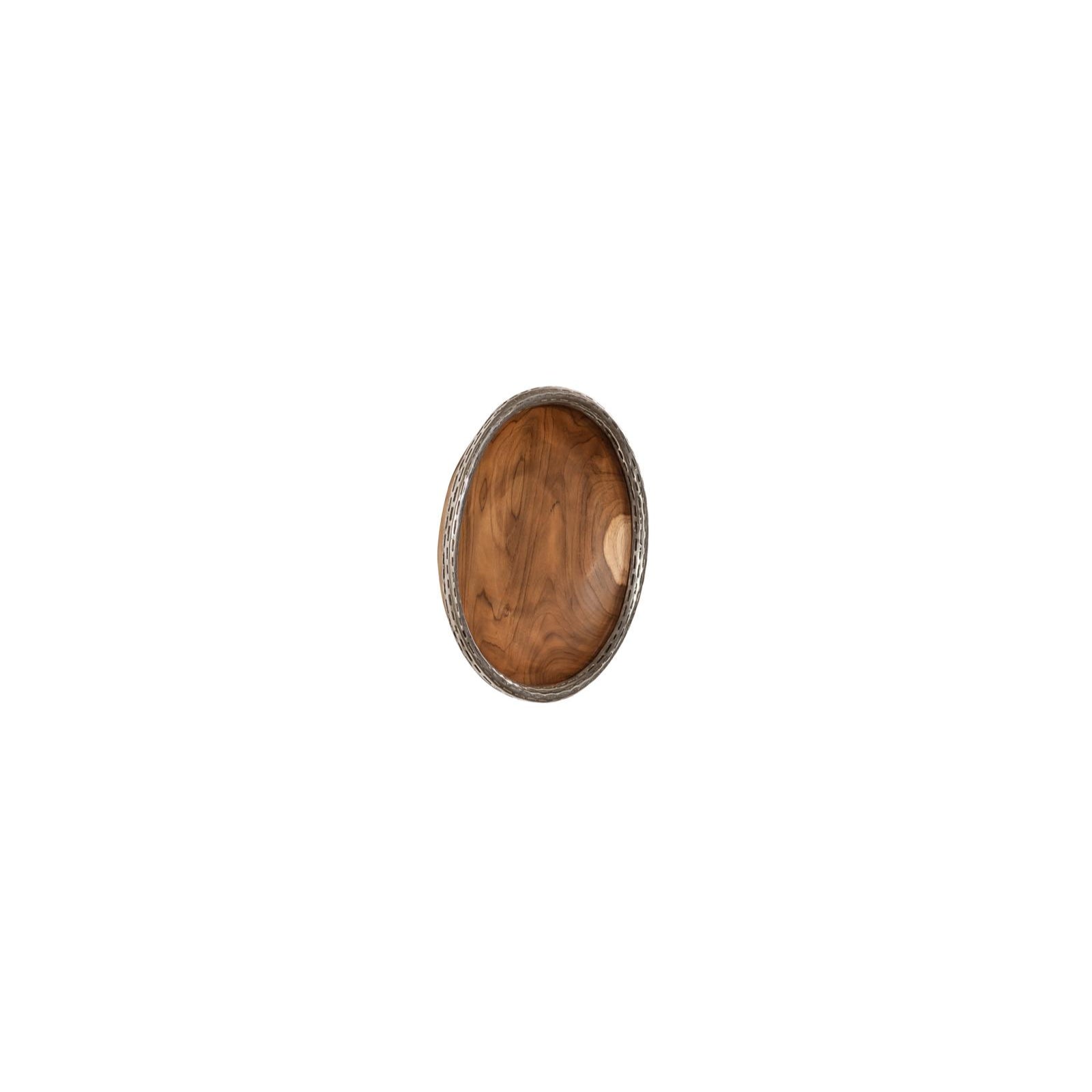 Teak Wood Bowl Metallurgy Edge Wall Art